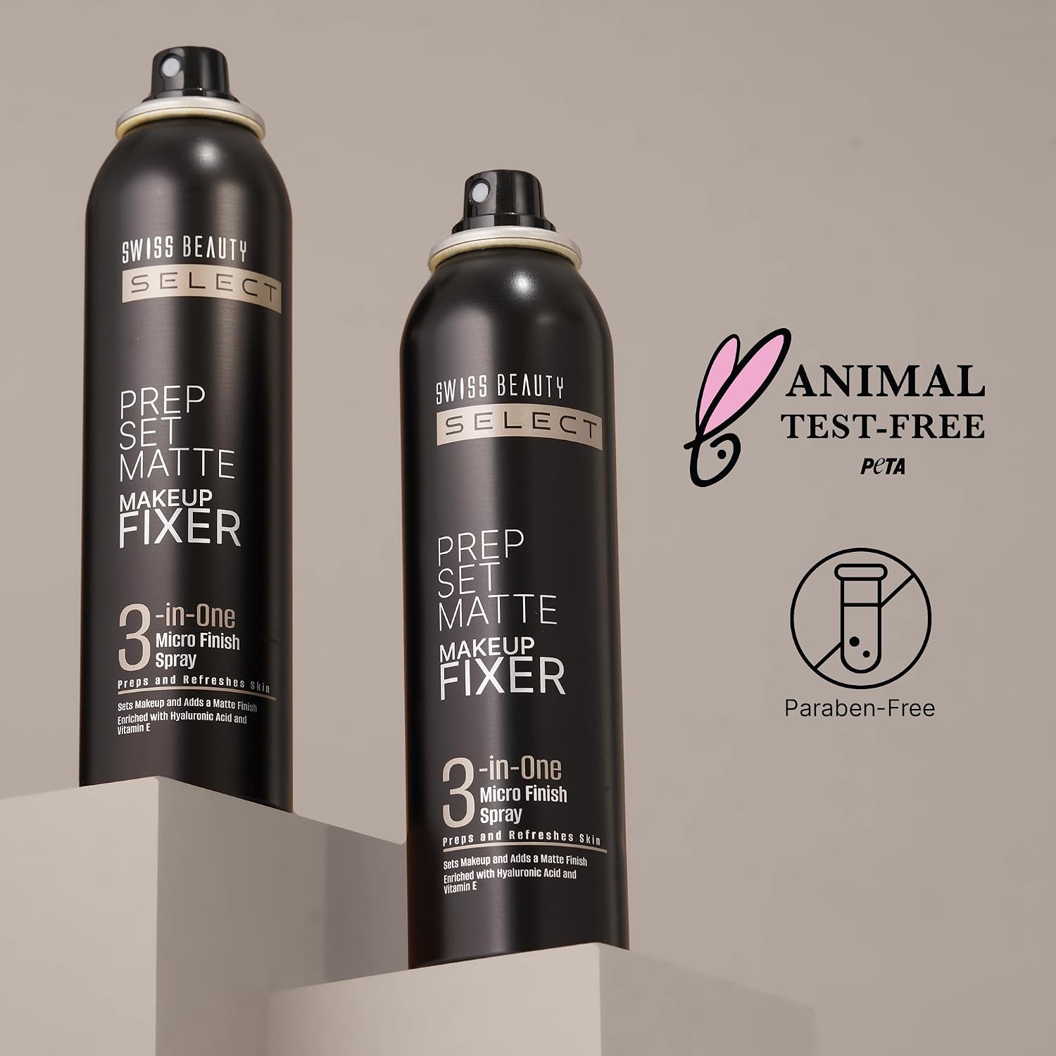 Swiss Beauty Prep Set Matte Makeup Fixer | Natural Matte Finish | With Vitamin E and Hyaluronic Acid | Long Lasting | 3-in-1 micro-fine spray | 120ml