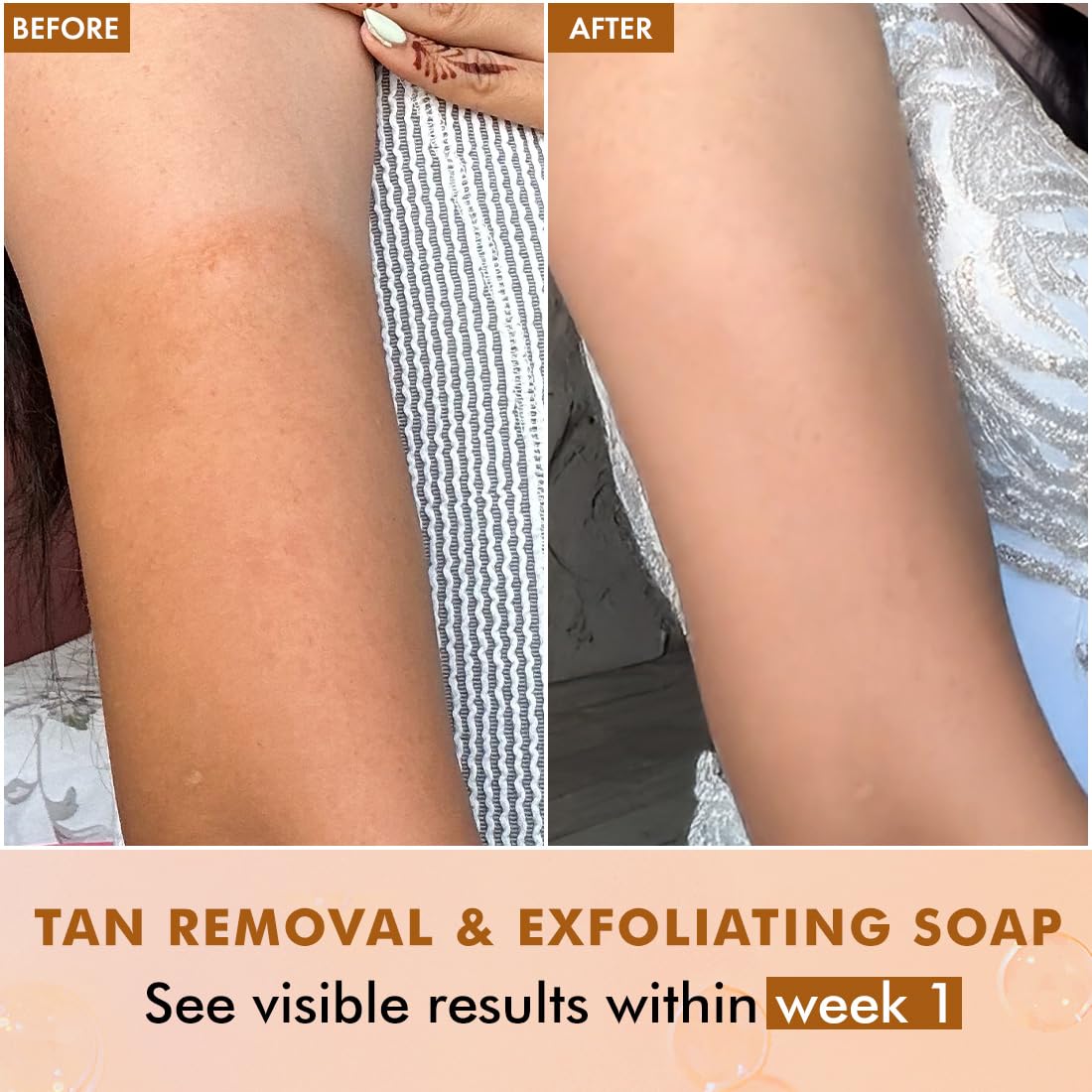 mCaffeine Exfoliating Tan Removal Soap - 1% Salicylic Acid & Lactic Acid - Pack of 3x100g | Coffee & Exfoliating Particles - Soft, Glowing Skin | Sweet Caramel