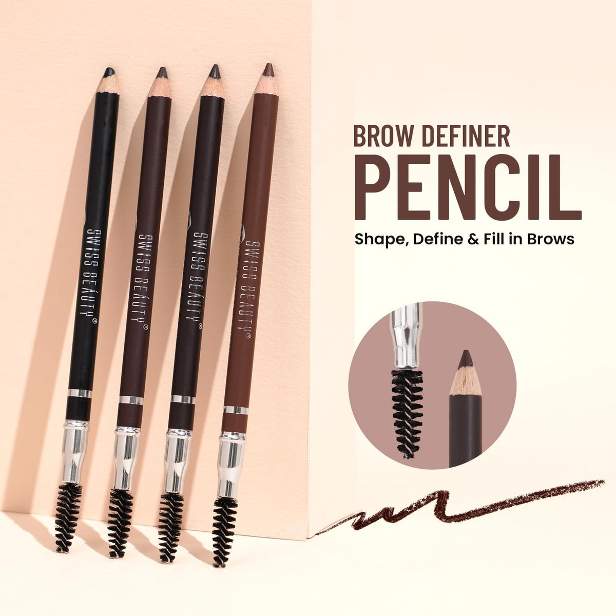 Swiss Beauty Eyebrow Definer Pencil (Coco Brown) Coco Brown 1.5 g (Pack of 1)