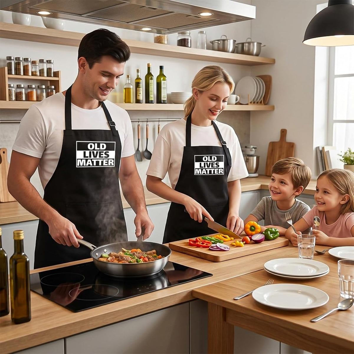 APRONPANDA Old Lives Matter Kitchen Aprons - Funny Christmas Gifts Birthday or Retirement Gifts for Mom, Dad, Grandad, Grandma - 50th 60th 70th Birthday Gifts f