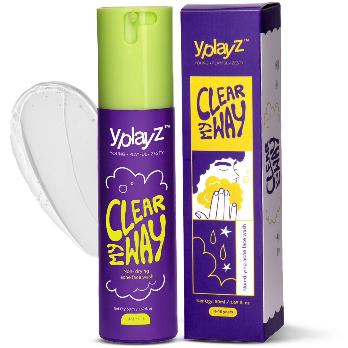 YPlayZ Pimple Face Wash for Teens 11+ with Salicylic Acid for Oily Skin