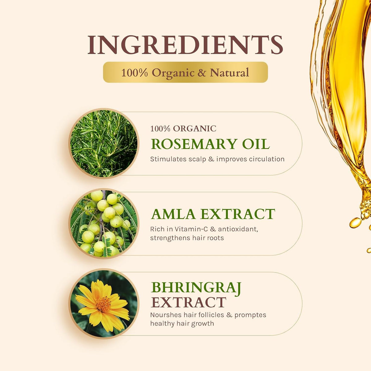 Lotus Organics+ Hair-Fall Control Multi-Herbs Hair Oil With 100% Certified Organic Rosemary | Helps Reduce Hair Fall, Promote Hair Growth | Cold-Pressed Hair Oi