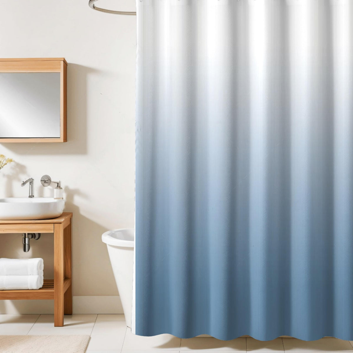 HOMETHREADS Embrace Luxury With Our 6.5 Feet Long Premium Polyester Shower Opaque Curtain With 12 Hooks For A Lavish Bathroom Ambiance | Stylish, Splendid, And
