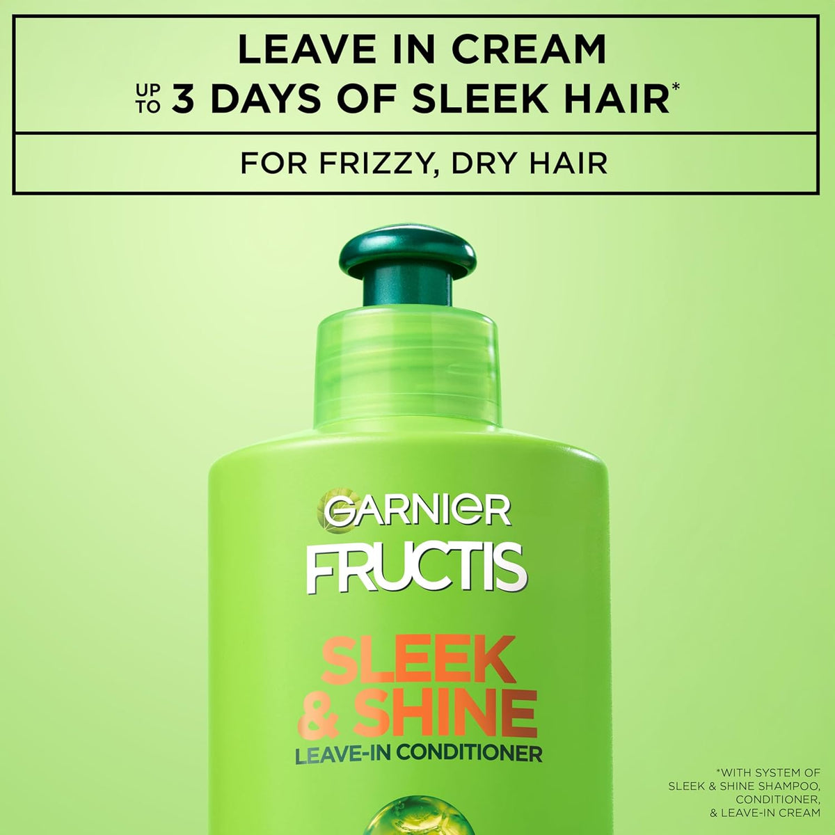 Garnier Fructis Sleek & Shine Intensely Smooth Leave-In Conditioning Cream, 10.2 Ounce (Pack Of 2 Count), Frizzy, Argan
