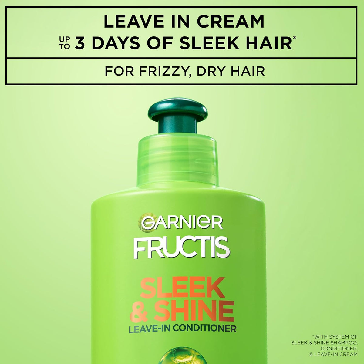 Garnier Apricot Fructis Sleek & Shine Intensely Smooth Leave-In Conditioning Cream For Dry Hair, 10.2 Fl Oz
