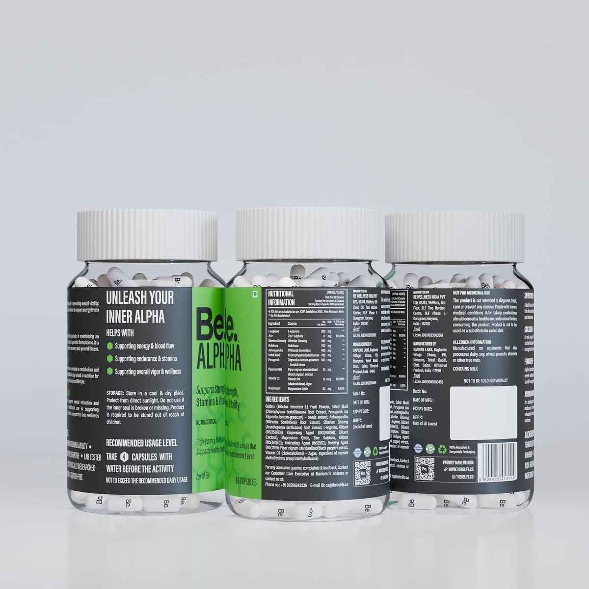 Be Wellness Alpha Testosterone Support for Men | 60 Capsules