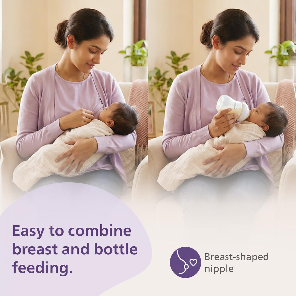 Philips Avent Natural Response Baby Feeding Bottle - 125Ml Baby Milk Bottle for Newborns and Up, Bpa Free, 0+ Months (Model SCY900/01) Transparent 1 count (Pack