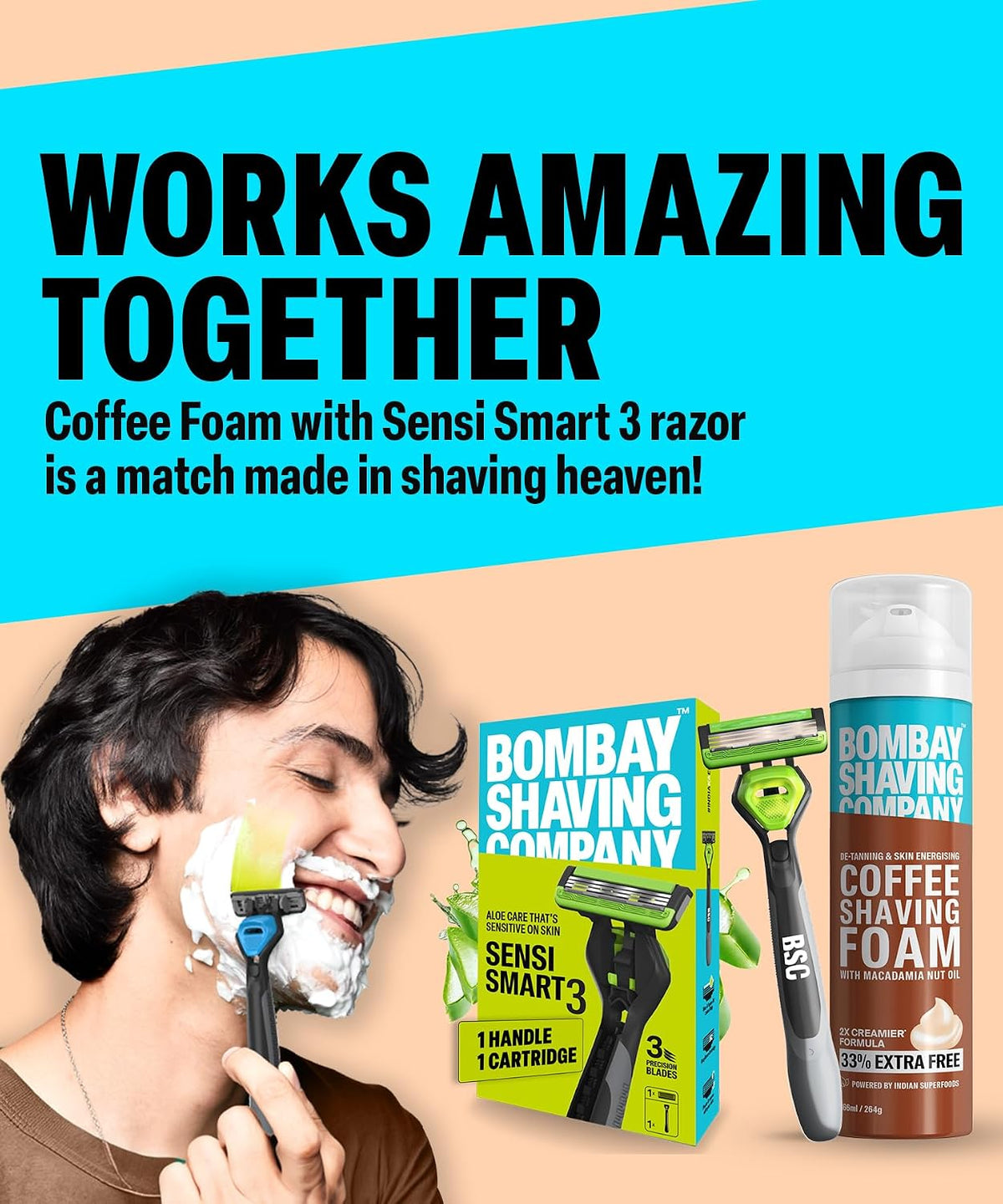 Bombay Shaving Company Coffee Shaving Foam,266 ml (33% Extra) with Coffee & Macadamia Seed Oil