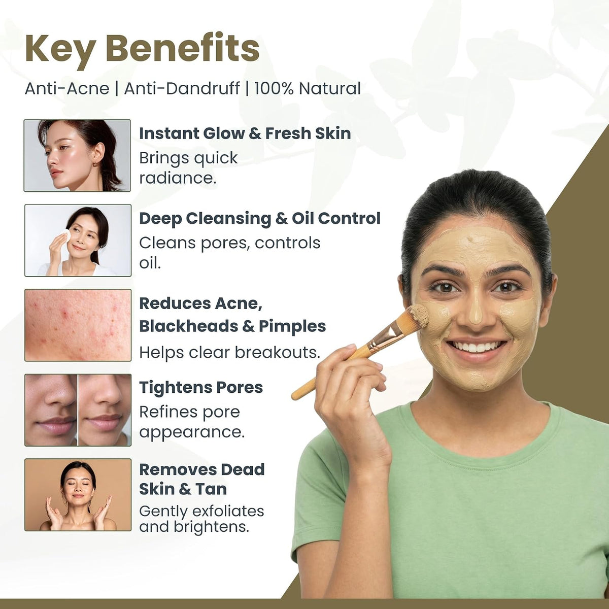 Multani Mitti Powder (Pack of 3 x 200 Grams) | Cleanses Face & Scalp, instant face glow, tightens pores, brightens tone & removes dead skin | 100% Pure & Organi