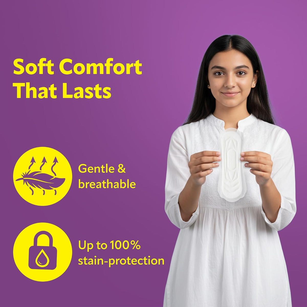 Evereve Comfort Sanitary Pads for Women, XL 280mm, Thick Soft Fabric, Breathable Rash Free-Wear, Deep Absorption, Long Lasting Comfort, All Day Freshness, Best