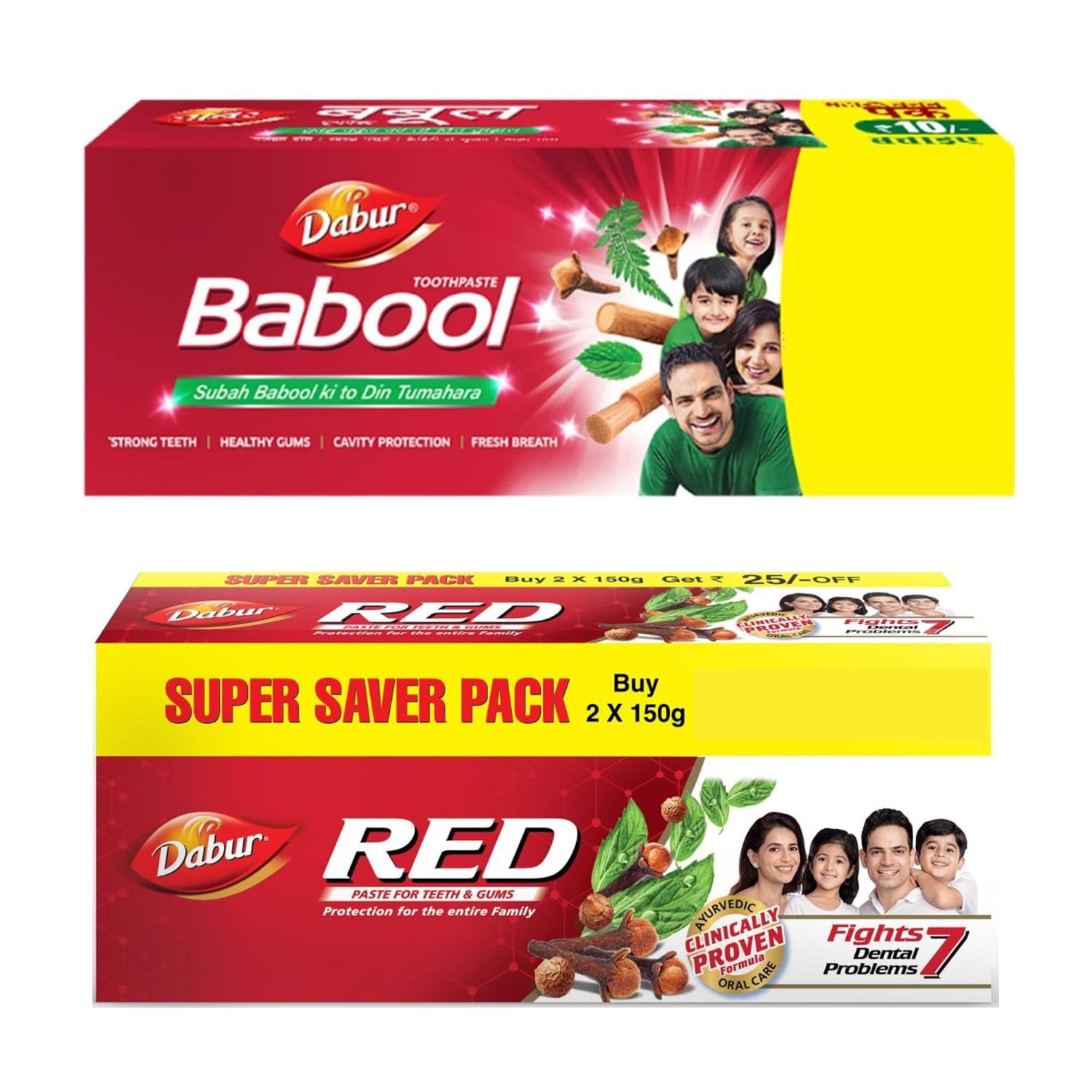 DABUR Red Paste 300G & Babool Ayurvedic Toothpaste, Oral Care -300G | Supersaver Combo Pack