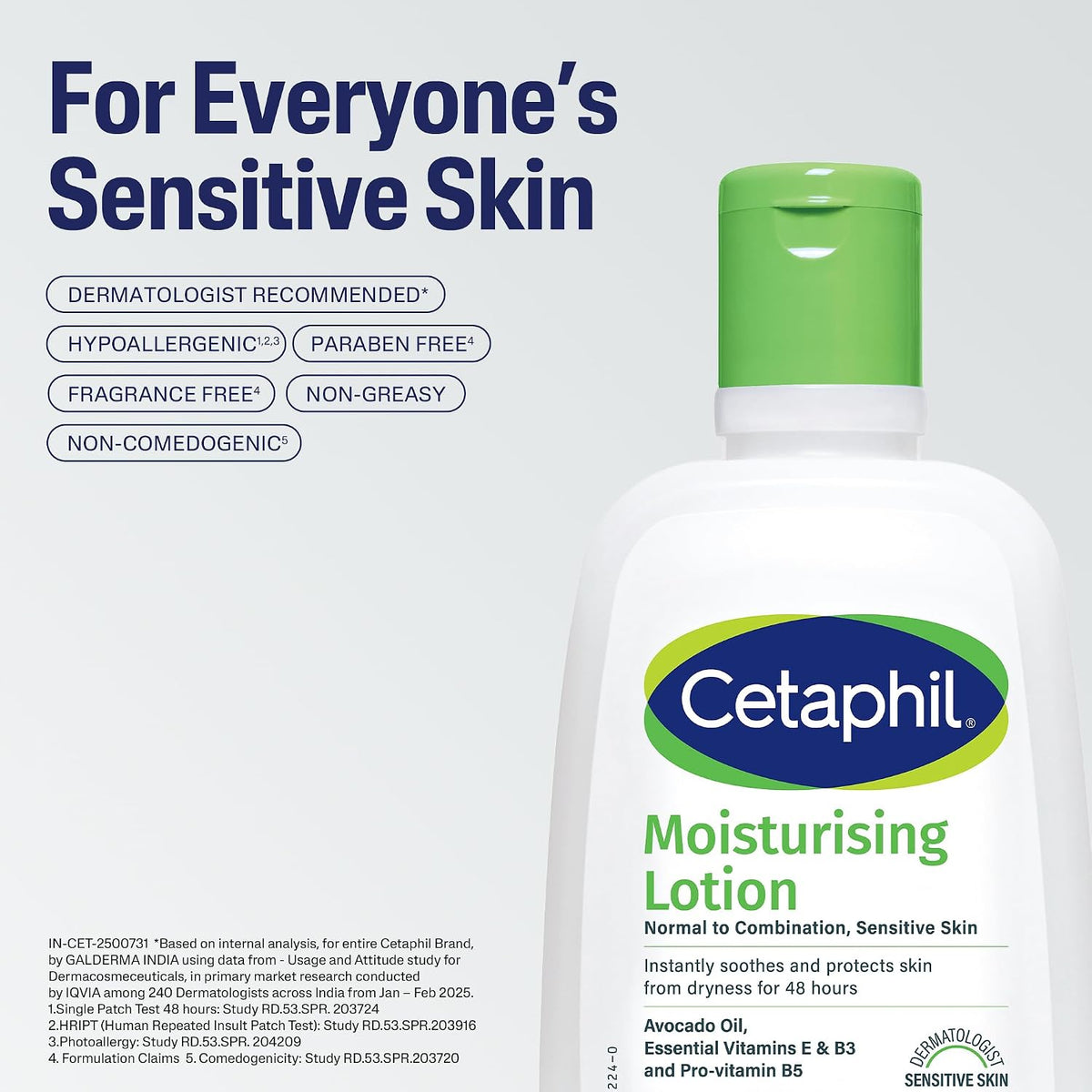 Cetaphil Moisturising Lotion 118 ml for Dry to Normal & Sensitive Skin | 48H Hydration with Niacinamide, Panthenol & Glycerin | Fragrance-Free, Non-Greasy, Derm