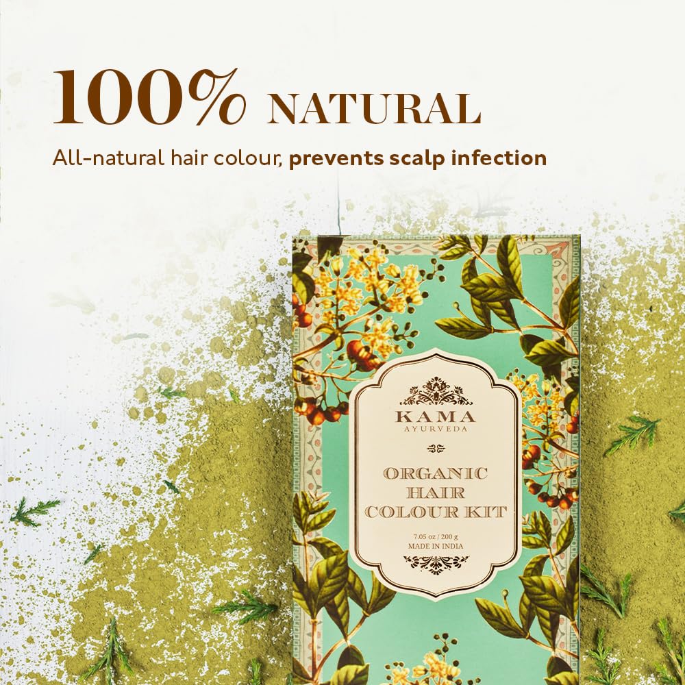 Kama Ayurveda Organic Hair Color Kit, Hair Color, Henna Powder and Indigo Powder, 200g - Multicolor (Pack of 1 each)
