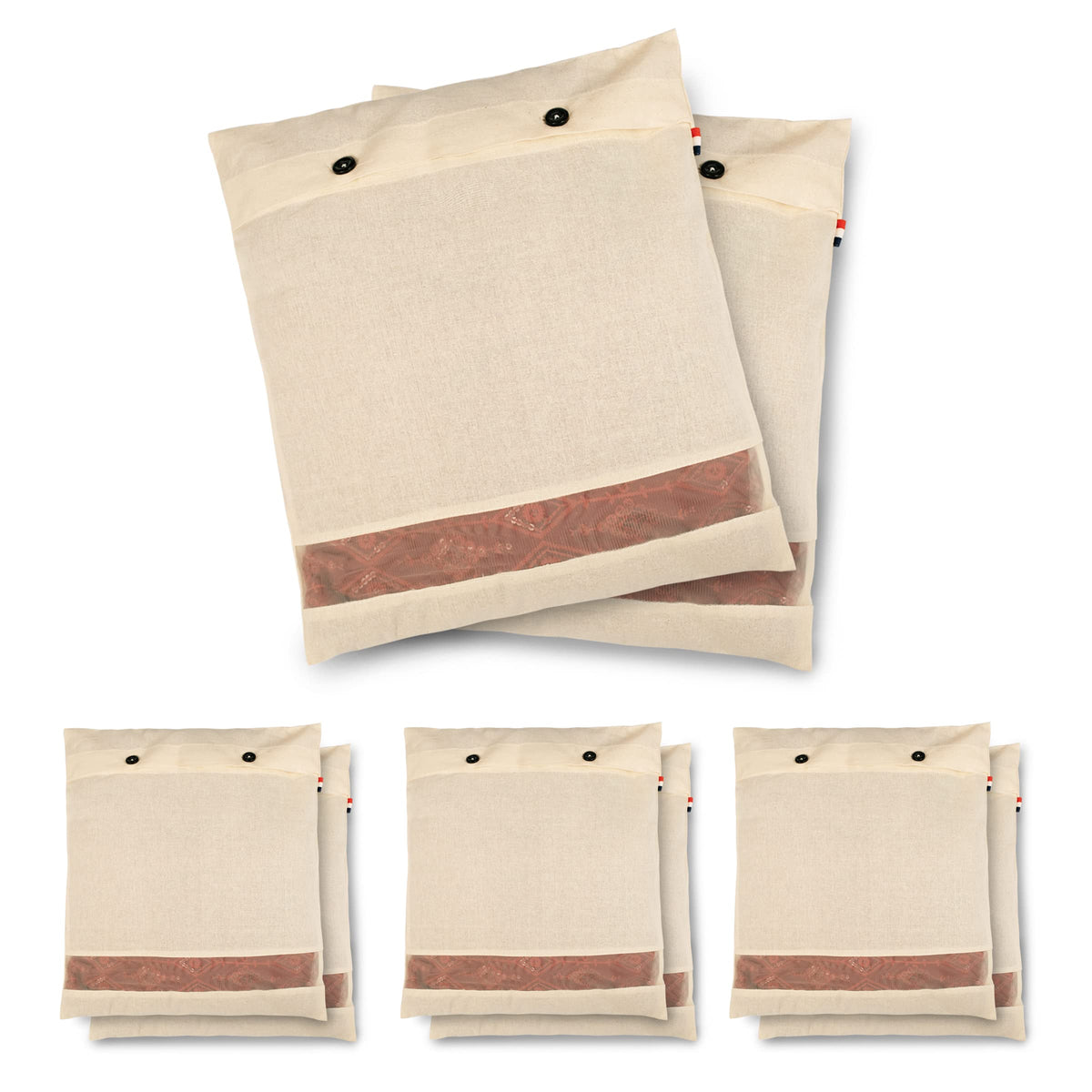 Solstice Cotton Saree Bags For Silk Saree Covers | Transparent Clothes Covers For Storage Pack Of 8 Of 16 X 14 (Inches) For Clothes Storage Bag | Wardrobe Organ