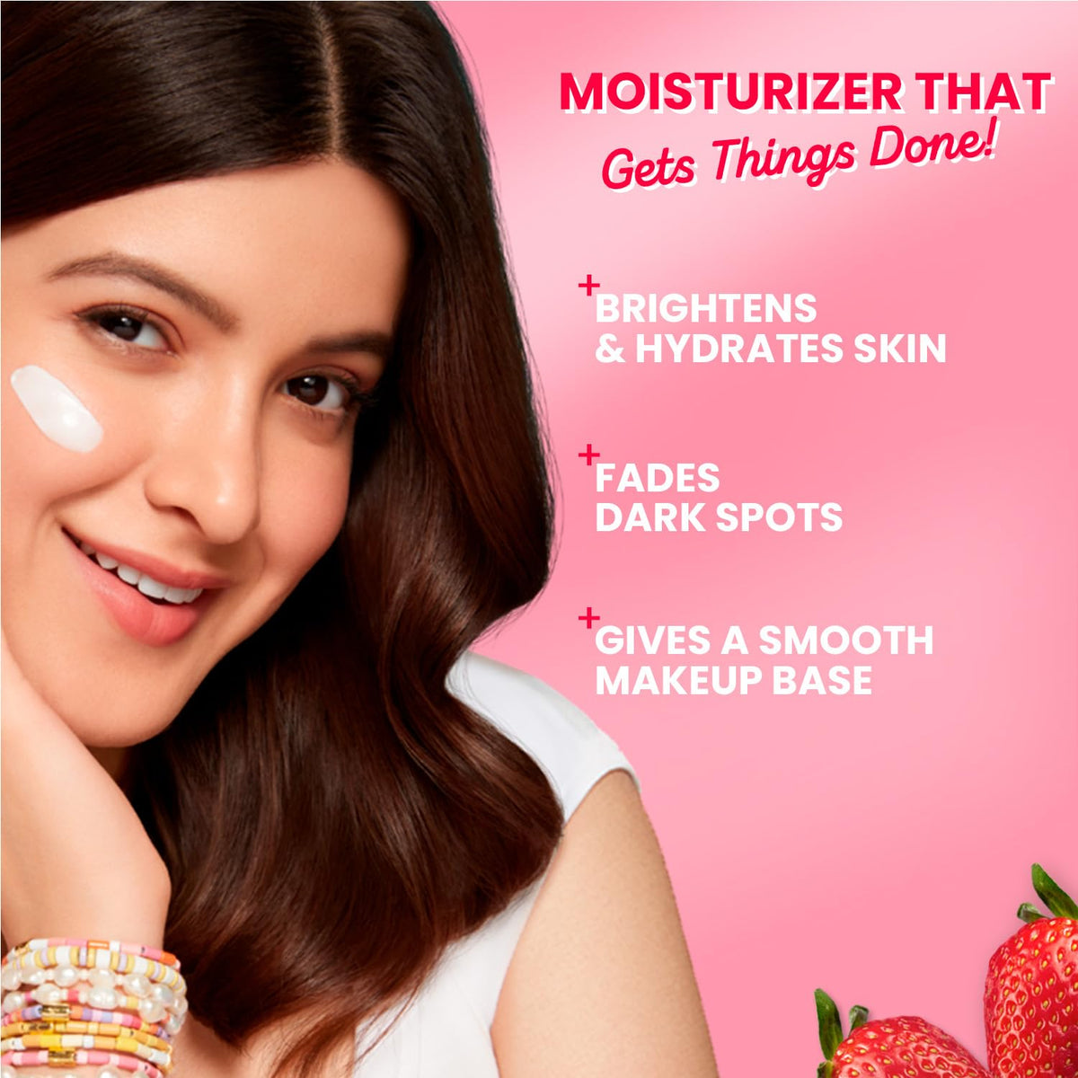 Dot & Key Strawberry Brightening Moisturizer | Niacinamide, Peptides & Hyaluronic Acid, Non-sticky, Brightens Skin, Intense Moisturization | Non-Comedogenic & F