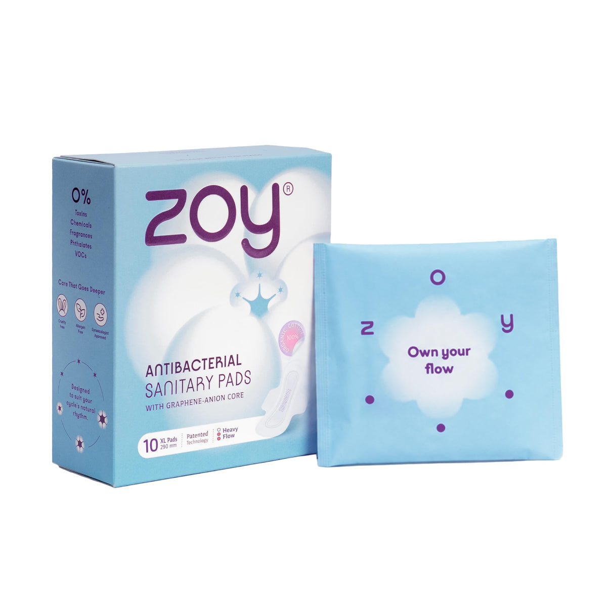 ZOY AntiBacterial Graphene Sanitary Pad XL|5x Absorbency|Ultra Thin|10 Pads XL (10 Pcs)