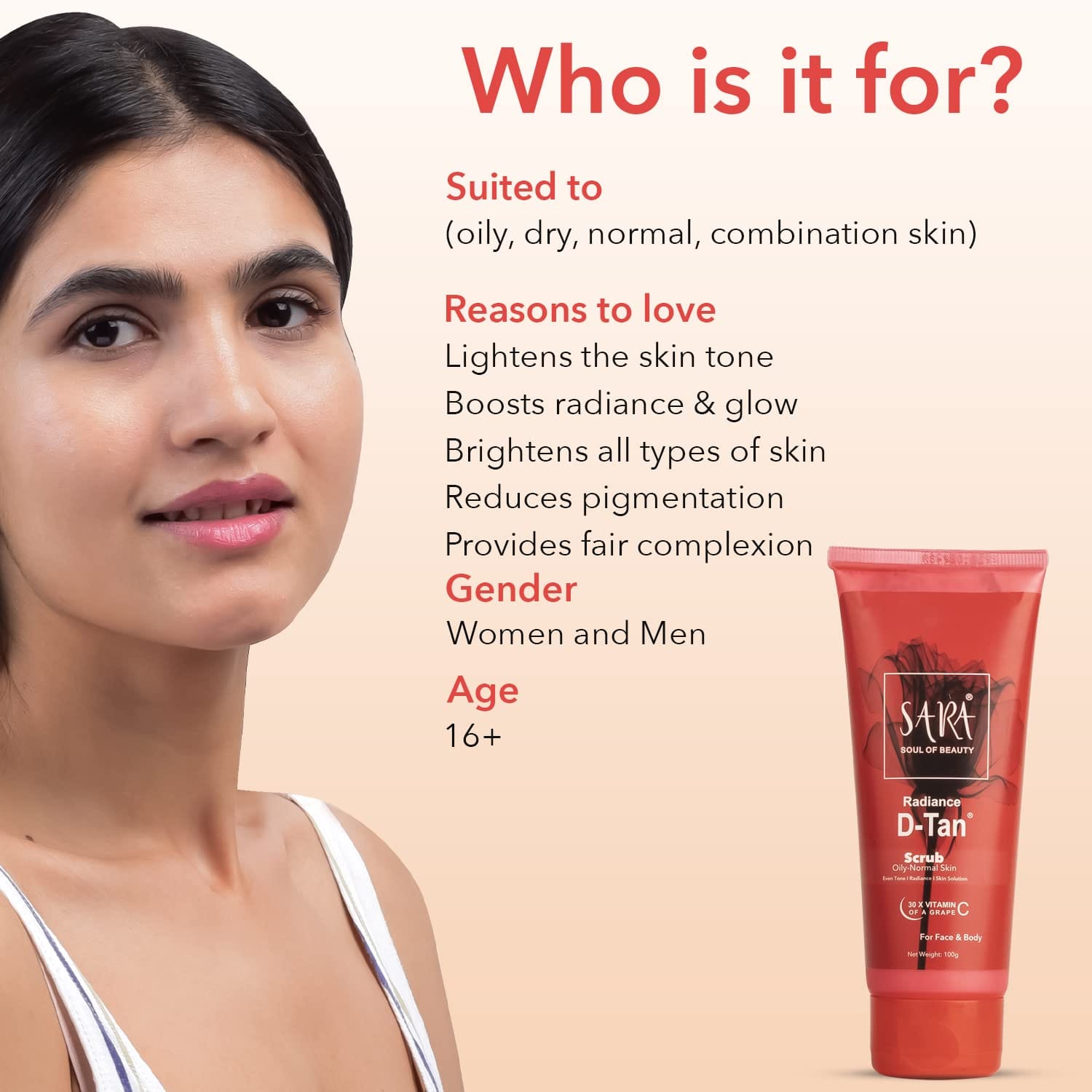 SARA - SOUL OF BEAUTY D-Tan Scrub (100gm)