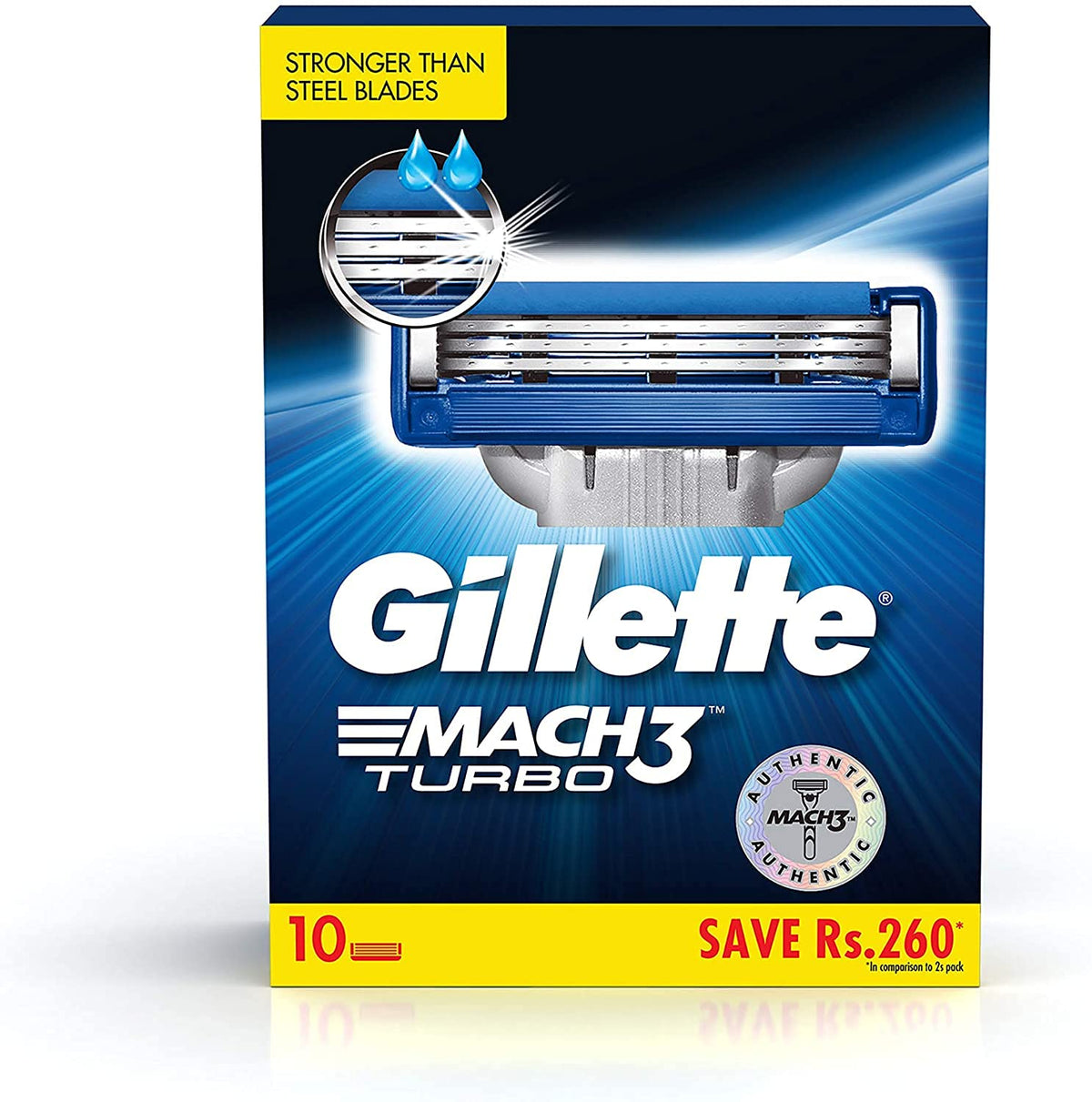 Gillette Proglide Men's Grooming Razor with Flexball Technology - Adapts to Facial Contours (1 pc) & Mach Turbo 3 Shaving Blades- Pack of 10 (Cartridges)