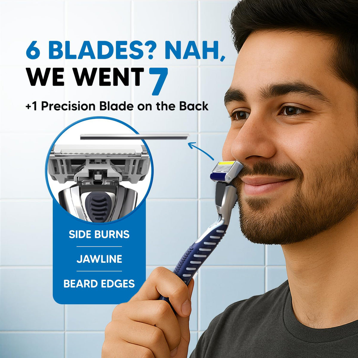 LetsShave Pro 6 Plus Lite Cartridge Refills for Men – Pack of 4 | 6-Blade System with Precision Trimmer Edge | Argan Oil & Aloe Vera Infused Moisture Bar 1 coun