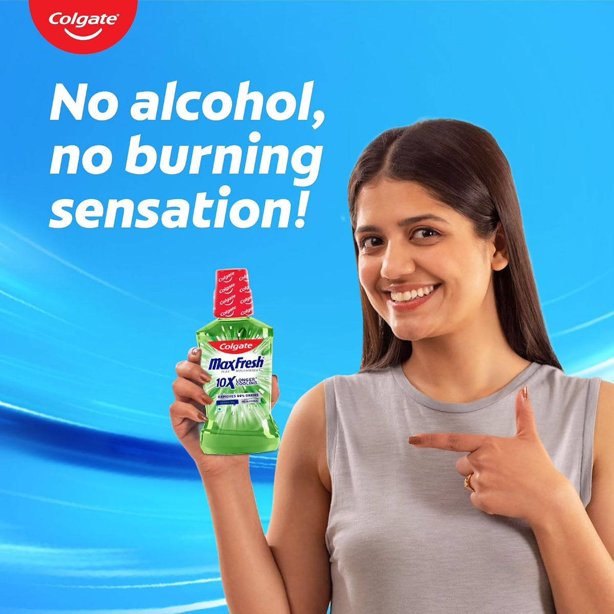 Colgate Plax Fresh Tea Mouthwash, 0% Alcohol, Antibacterial Mouth Wash for Bad Breath, Cavity Protection & Germ Defense for Adults, 500ml Fresh Tea 500 ml