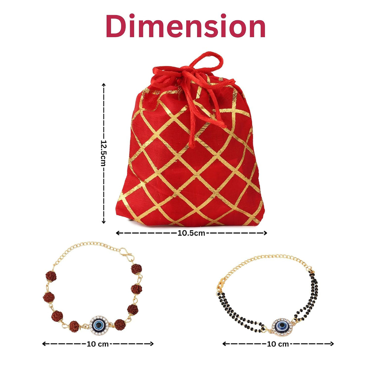 Kalakriti Handmade Rakhi for Brother and Bhabhi Combo Set of 2 With Designer Kundan Lumba Bracelet for Bhabhi With Roli Chawal, Raksha Bandhan Greeting Card and