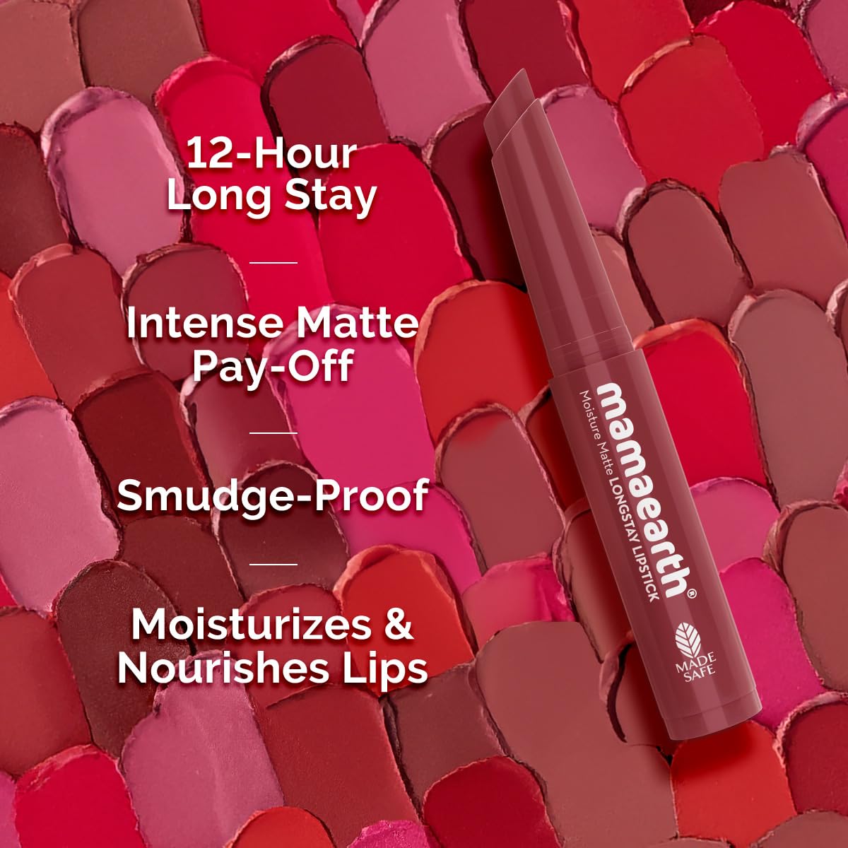 Mamaearth Moisture Matte Longstay Mini Lipstick with Avocado Oil & Vitamin E for 12 Hour Long Stay-02 Plum Punch - 0.7 g