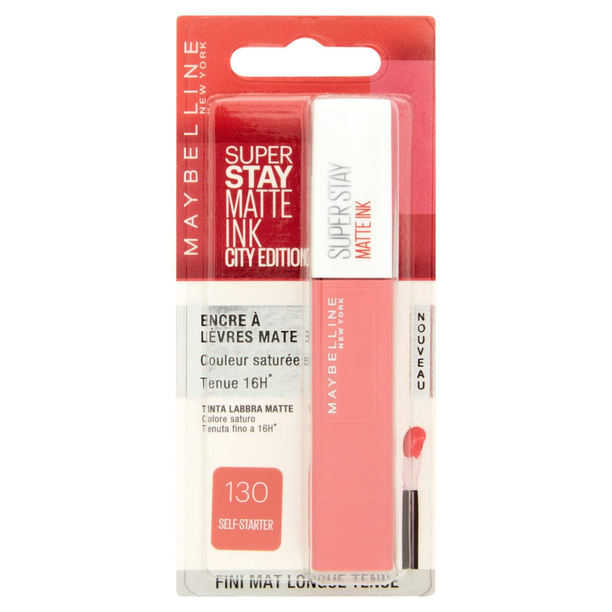 Maybelline New-York Matte Liquid Lipstick, Long Lasting Superstay Matte Ink Tint: Self-Starter (130), 5 ml