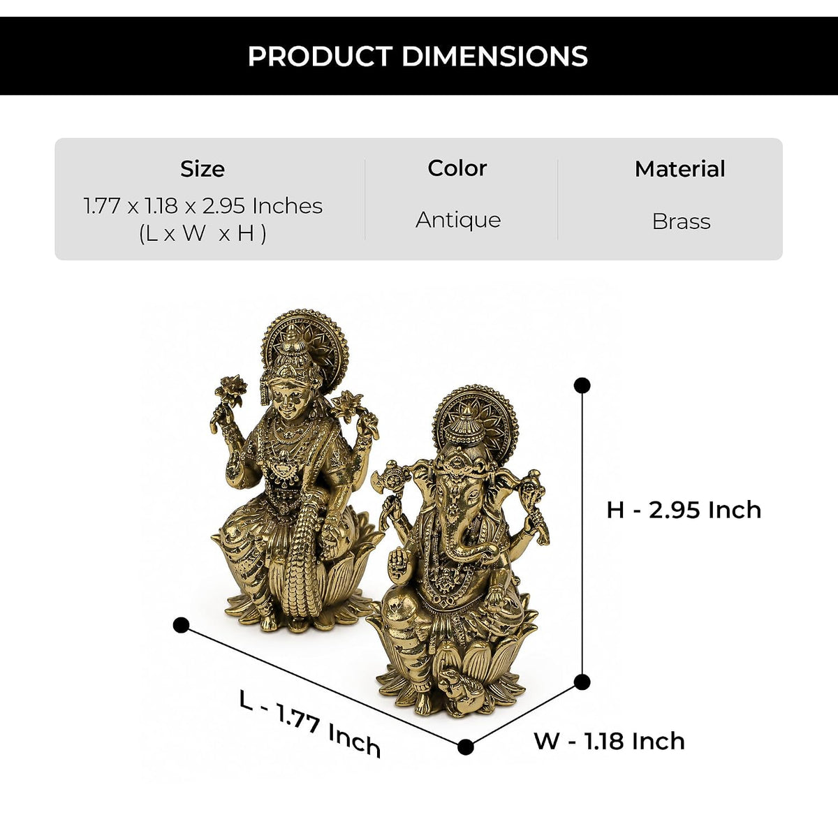 3 Inch Pure Brass Shree Lakshmi Ganesh Murti Set for Home Mandir & Pooja Room Laxmi Ganpati Idols for Diwali Pooja Festival Decoration Housewarming Gift Traditi