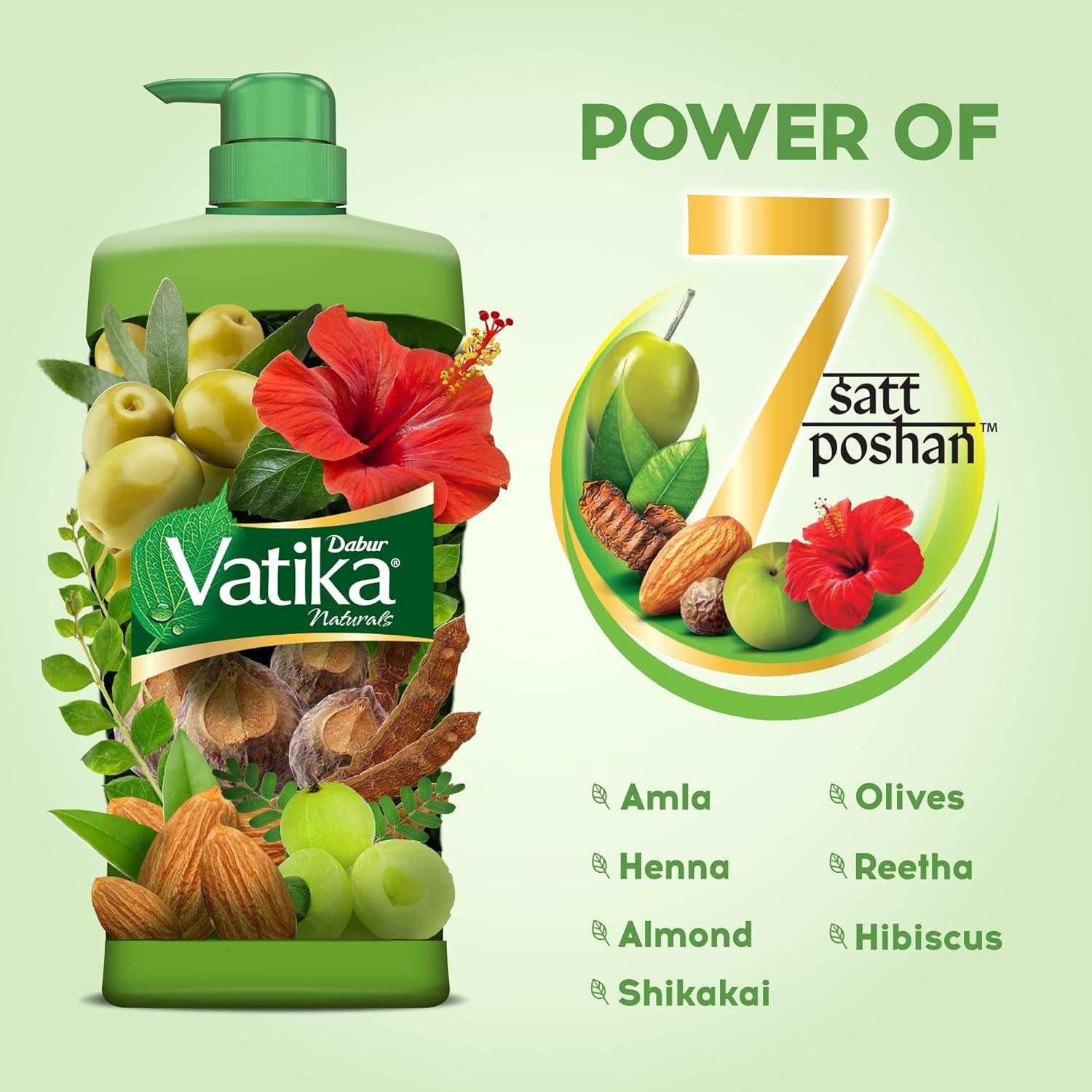 Dabur Vatika Naturals Health Shampoo - 640 ml | 7 Natural Herb Extracts | Contains Henna, Amla & Hibiscus | 90% Hair Fall Control | Everyday Shampoo for Women & Men