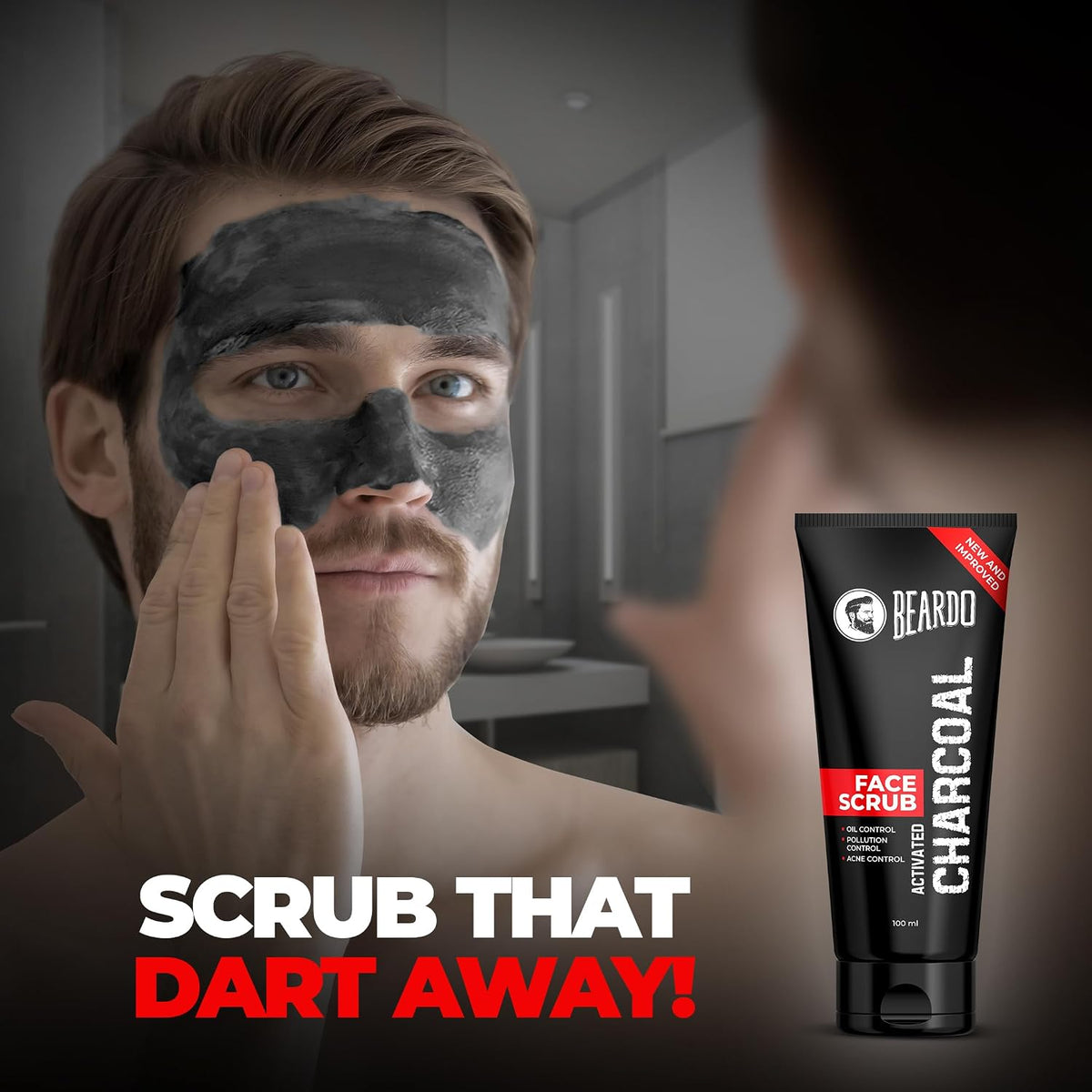Beardo Charcoal 4-in-1 Giftset for Men | Complete Face & Body kit, pack of 4 (Facewash, Peel-off mask, Scrub, Soap) | Gift For Men | Gift for Husband 1 Count (P