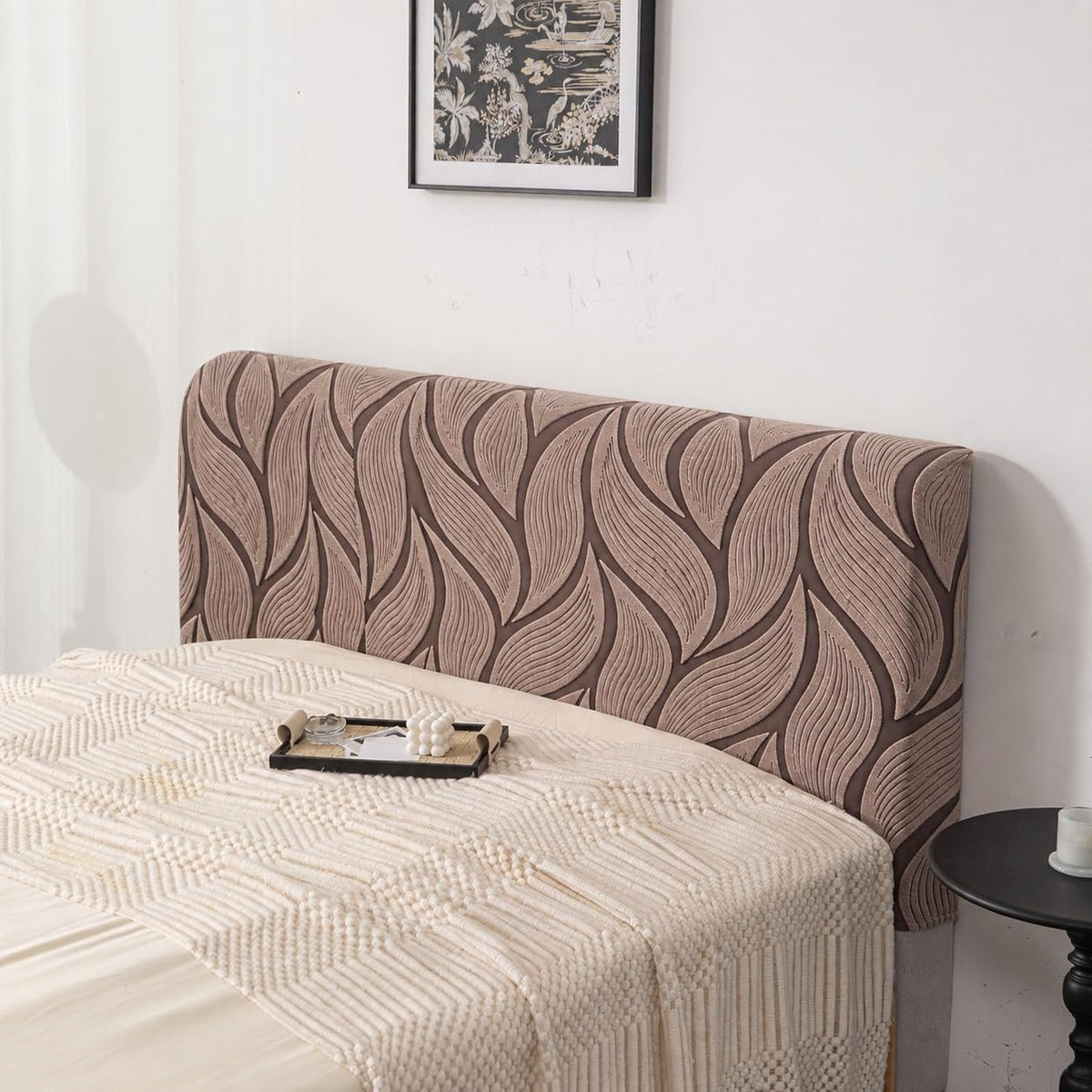 HOMETHREADS Stretchable Velvet Headboard Cover | Soft, Dust-Proof & Wrinkle-Resistant Bed Back Protector | Fits Leather, Wooden & Fabric Bedsides | for 6ft to 6