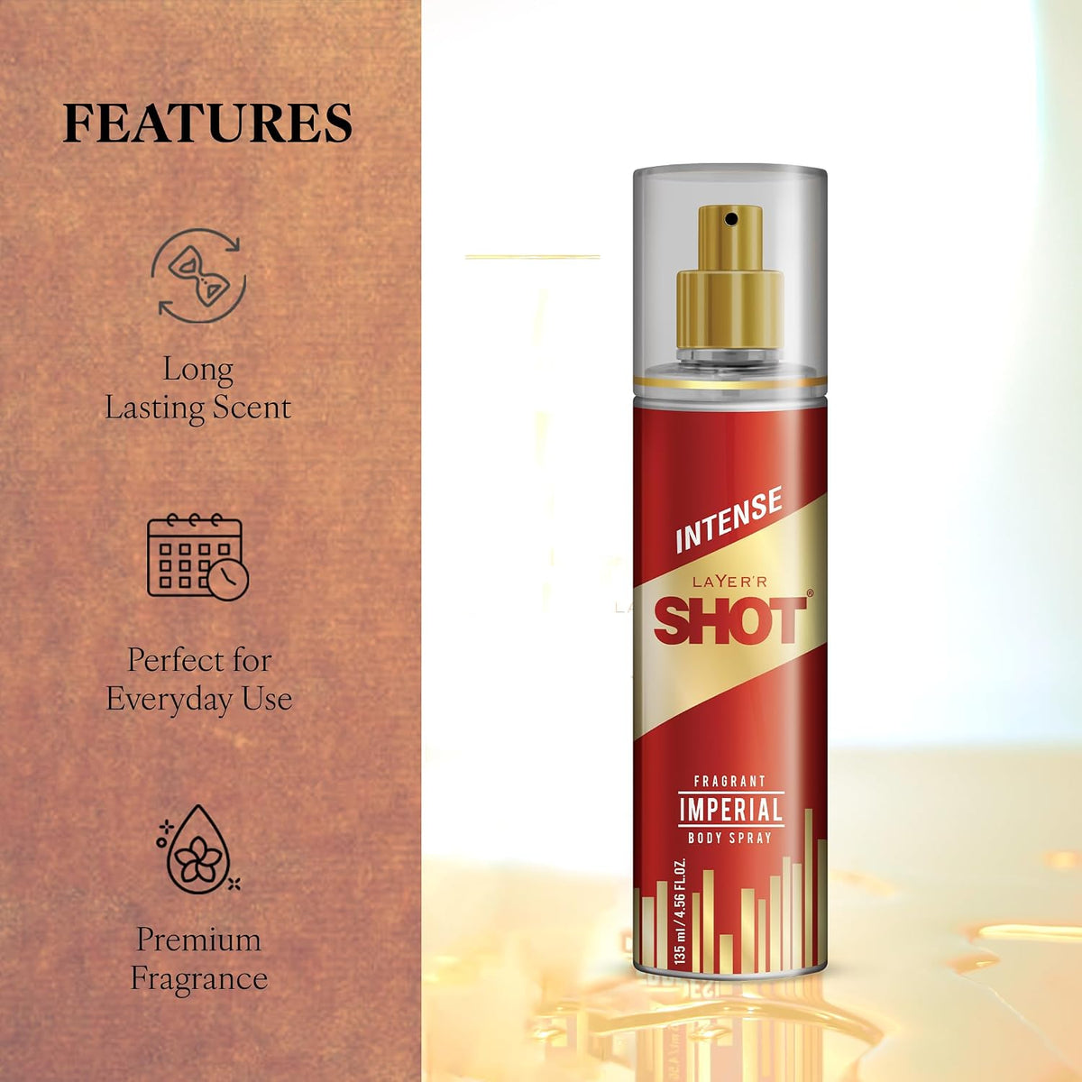 Layer'r SHOT Gold Imperial Deodorant Body Spray for Men 135ml
