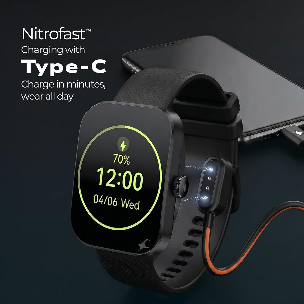 Fastrack Revoltt FS3 Smart Watch with 2.01” TFT Display,Push Button Interactions, HRM, SpO2, Sleep, Multiple Menu Style, Rotary Crown, IP68, BT calling, 24/7 He