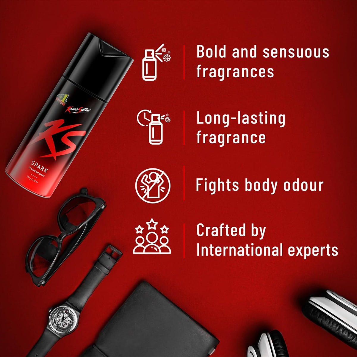 KamaSutra Men Spark Deodorant Spray | Fresh Long-Lasting Aroma | 150ml Each (Pack of 3)
