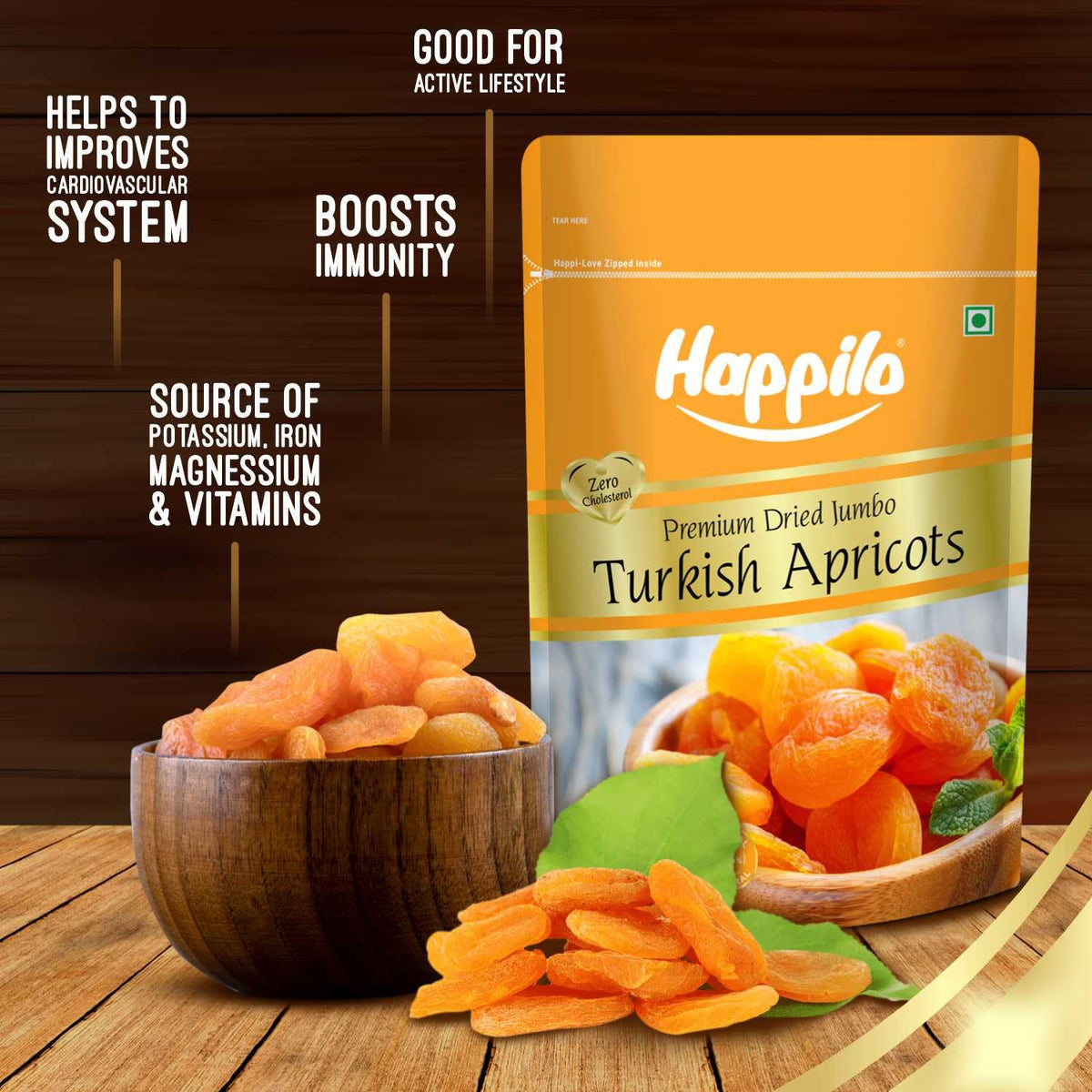 Happilo Dried Premium Turkish Apricot 200g | Healthy Snacks, Dry Fruits | Exotics Apricots Dry Fruits, Seedless Apricots, Jardalu | Naturally Source Pack of 1