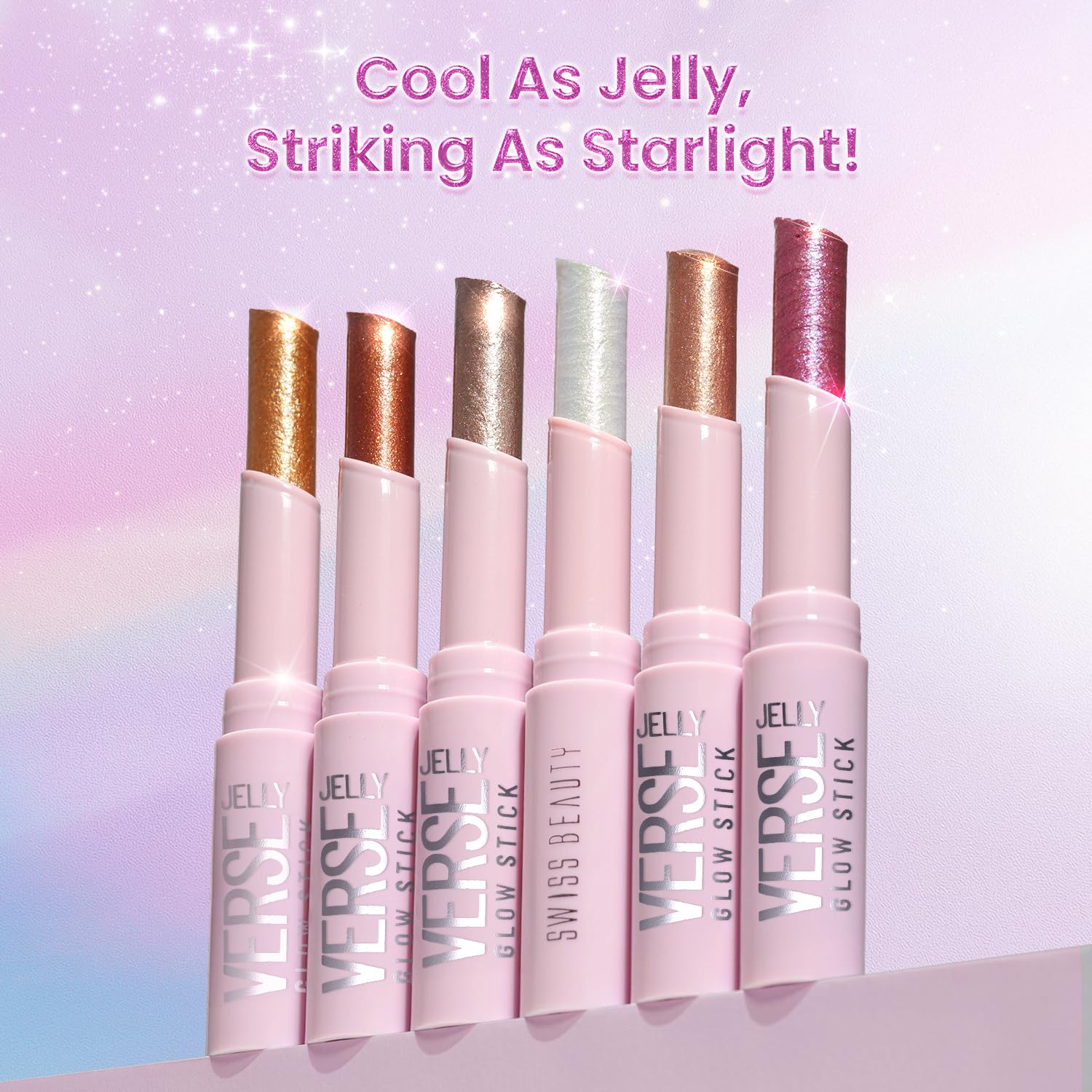 Swiss Beauty Jelly Verse Eyeshadow Glow Stick | Rich Colour Payoff | Crease-Proof | Sparkling Shine | 6 Stellar Shades | Shade- 4. Moon Drip, 3g