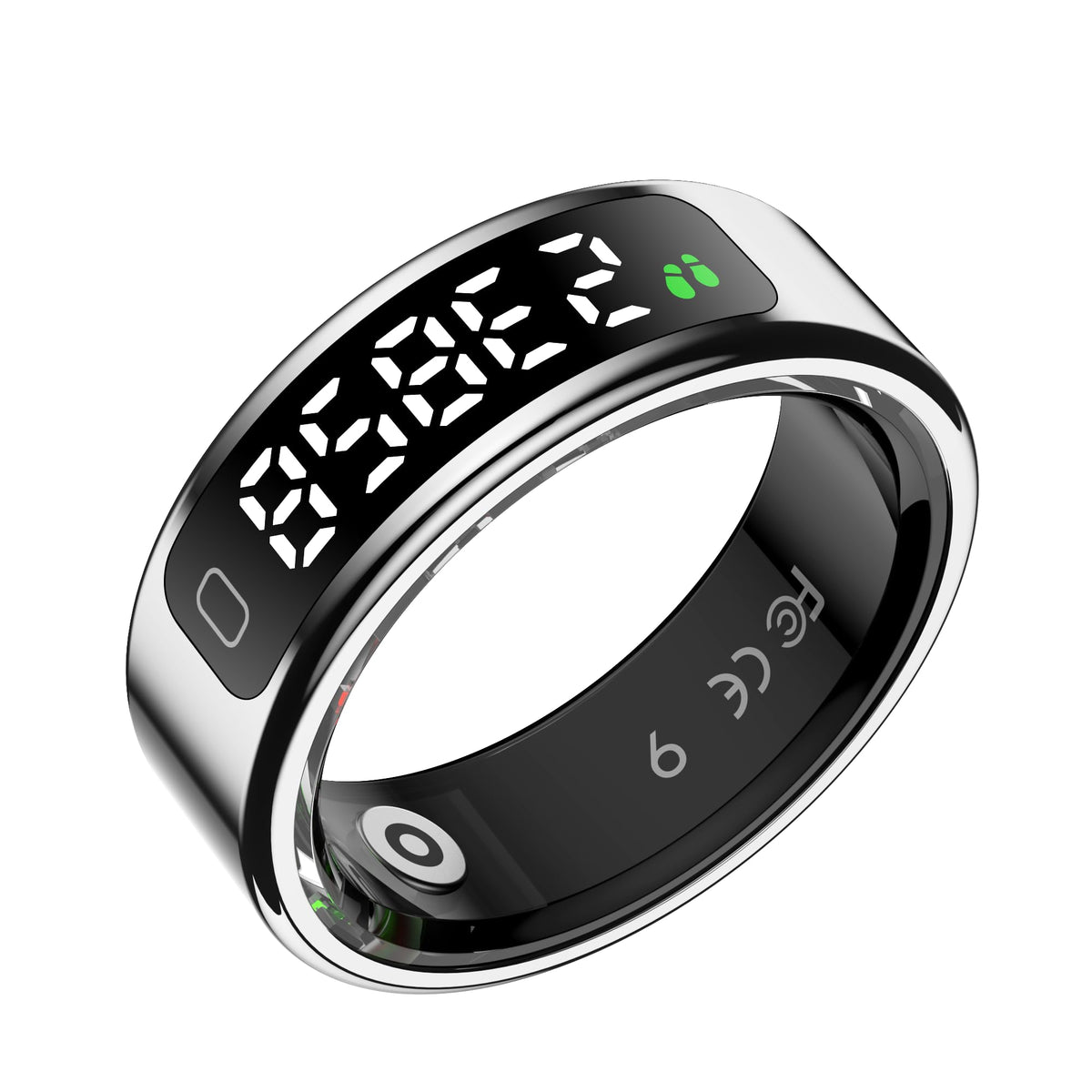 Smart Ring | Health Tracker | Built-in LED Display | Sleep, Heart Rate, HRV, SPO₂, Step Tracker | Sports Modes | Gesture Control | 5+ Day Battery | Silver | Siz
