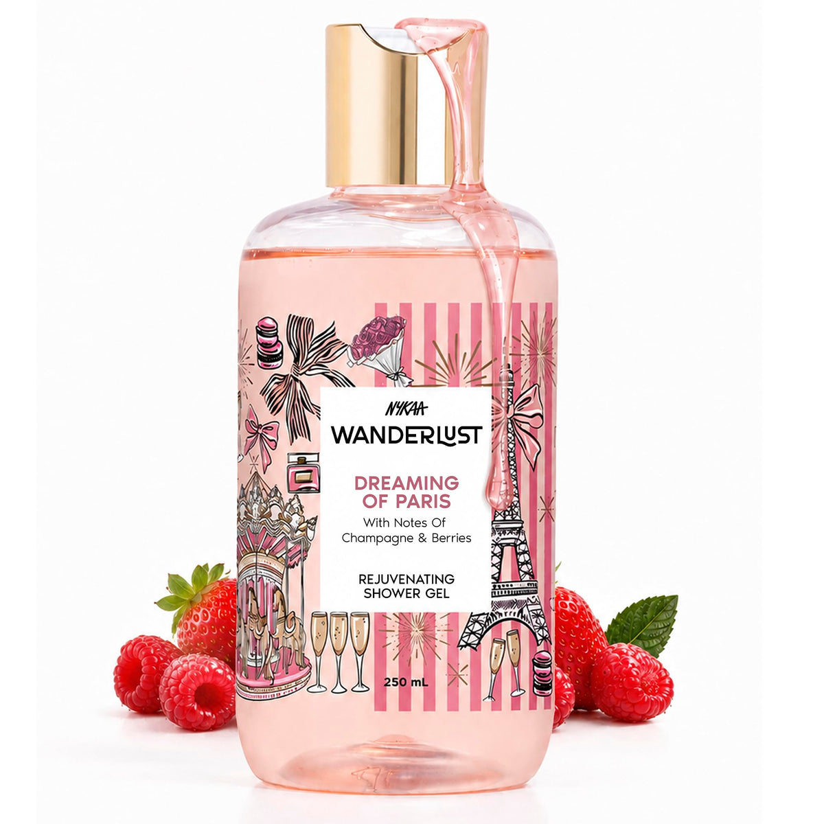 Nykaa Wanderlust Dreaming of Paris Fruity Perfume Body Wash, Champagne & Berries, Barrier Repair & Hydrating Shower Gel for Smooth & Soft Skin, Long-lasting Fra