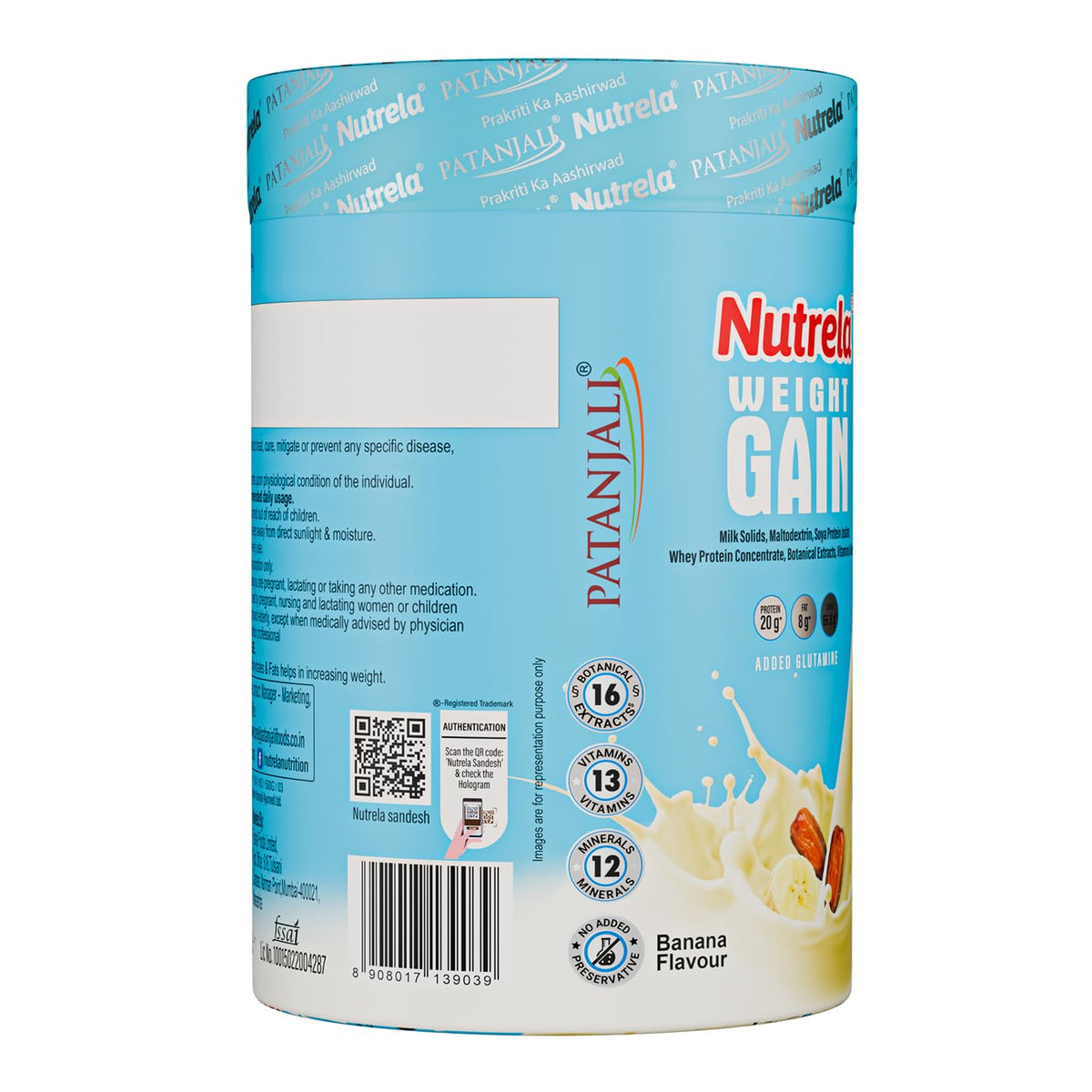 Nutrela Weight Gainer | 500g Banana Flavour | High-Calorie Mass Gainer with Vitamins & Minerals | Ideal for Men Women & Kids Banana 500 g (Pack of 1)