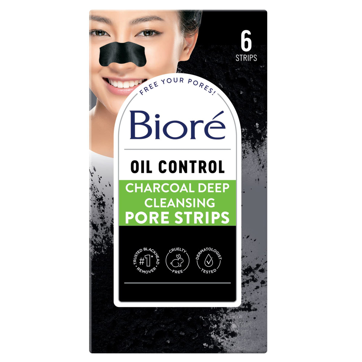 BIORÉ Deep Cleansing Nose Strips Pore Pack - Black 6 count (Pack of 1)
