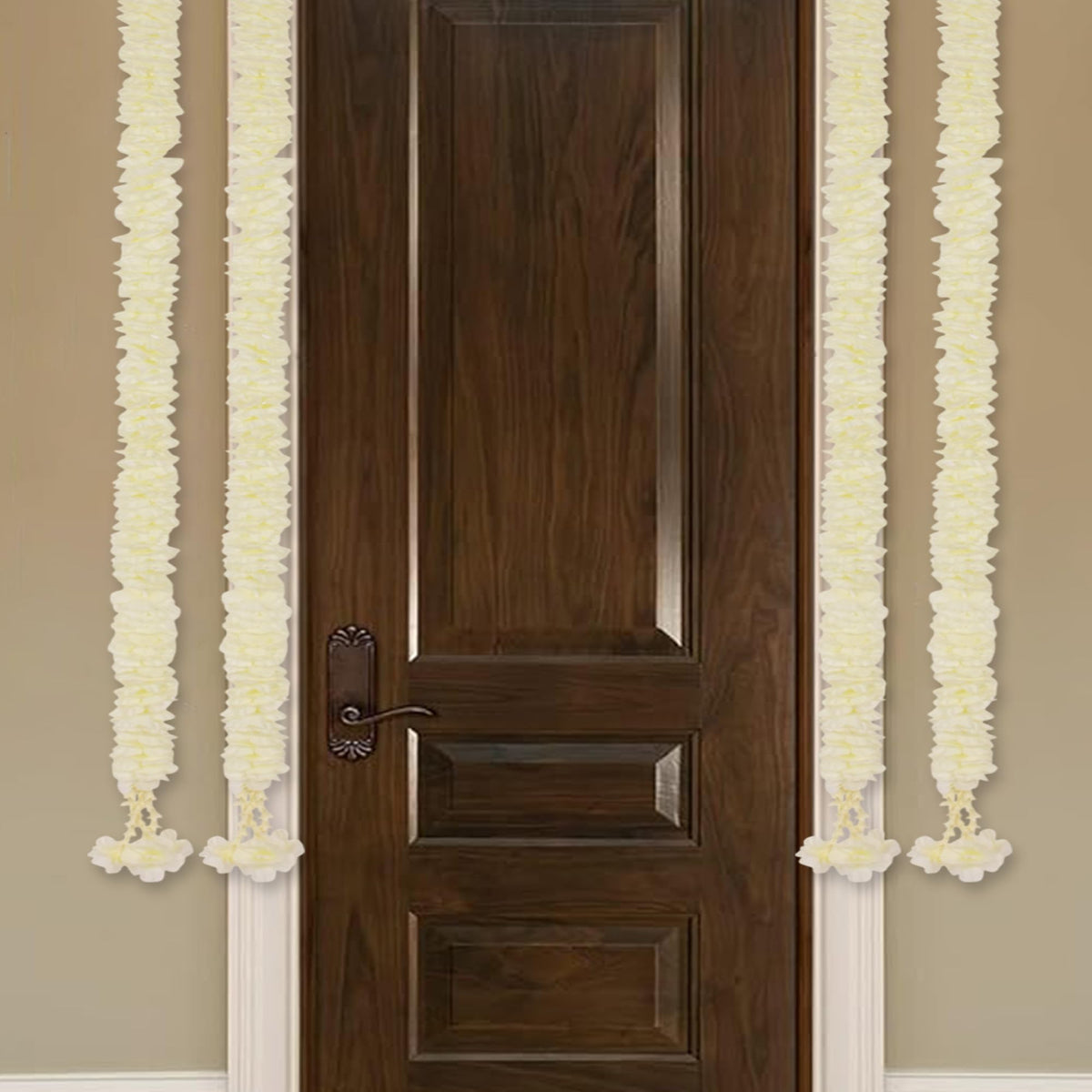 Kalakriti Artificial Blossom Flowers Garland for Wedding Party Diwali Festival Pooja Room Home Decoration -155 cm/ 5 ft Long, Pack of 4 (Off White)