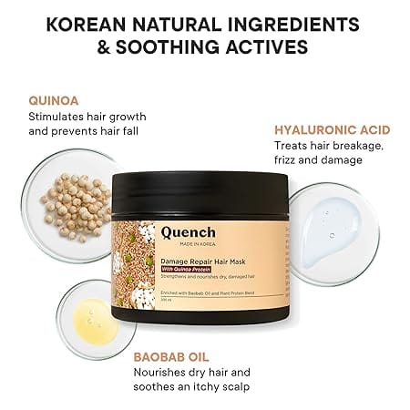 Quench - Damage Repair Hair Mask with Quinoa Protein & Ceramides (200ml)