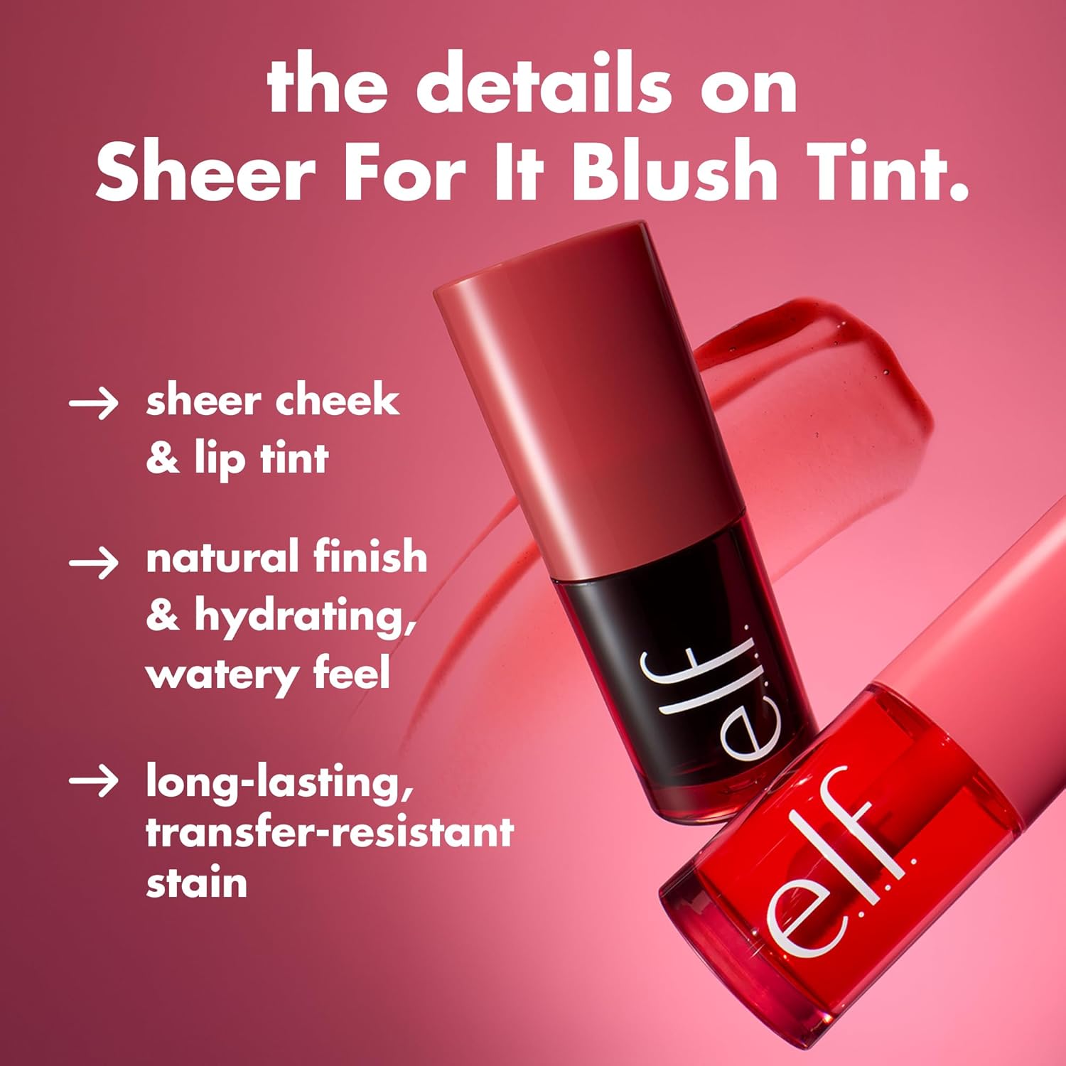e.l.f. Sheer For It Blush Tint, Multi-Use, Long-Lasting Lip & Cheek Makeup, Creates A Natural Flush Finish, Vegan & Cruelty-Free, Mauve Actually