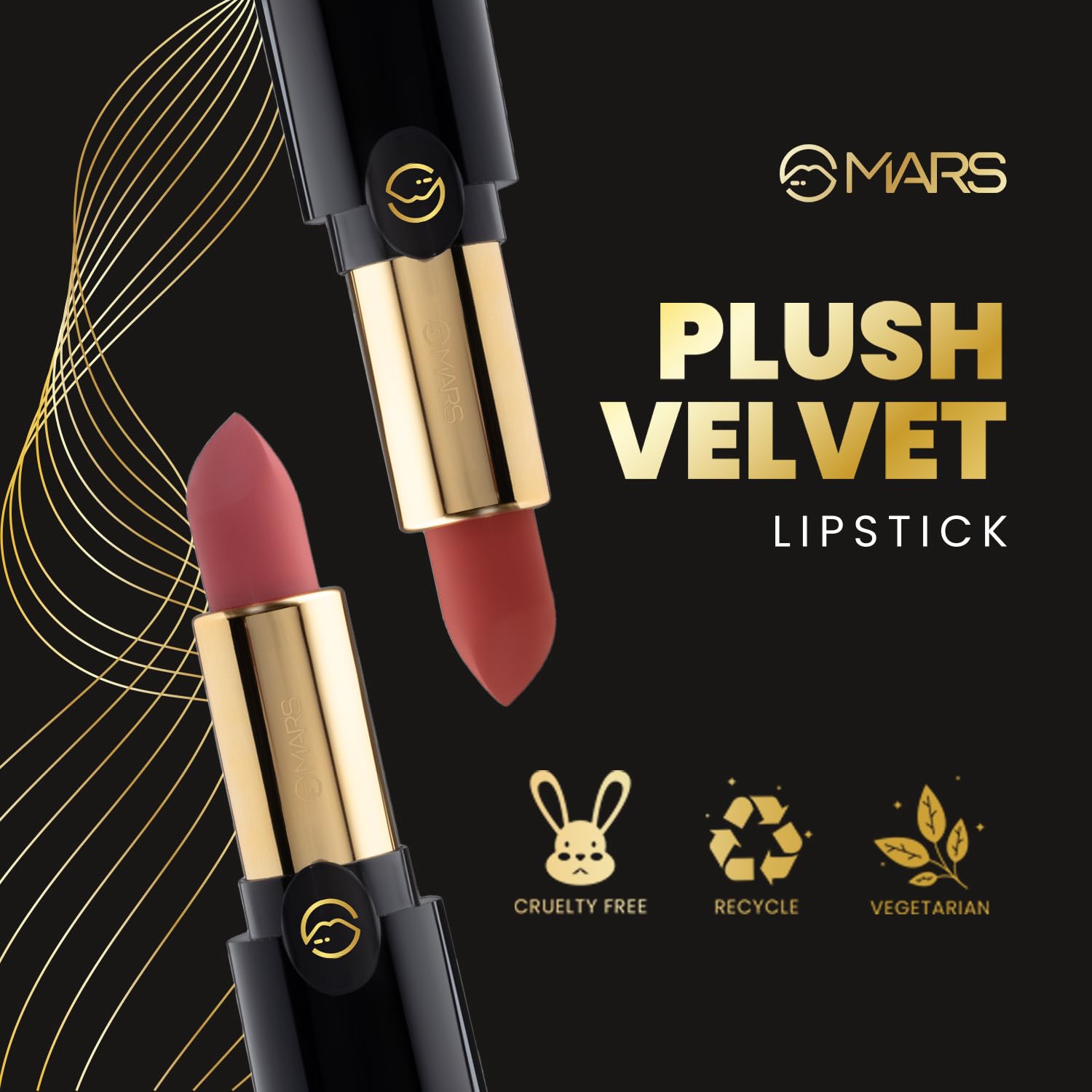 MARS Plush Velvet Creamy Matte Lipstick for women | Smooth Glide | One Swipe Pigmentation | Non-Drying and Creamy Formula | Rich and Vibrant Color | 3.2 gm | (13-Volcanic Red)