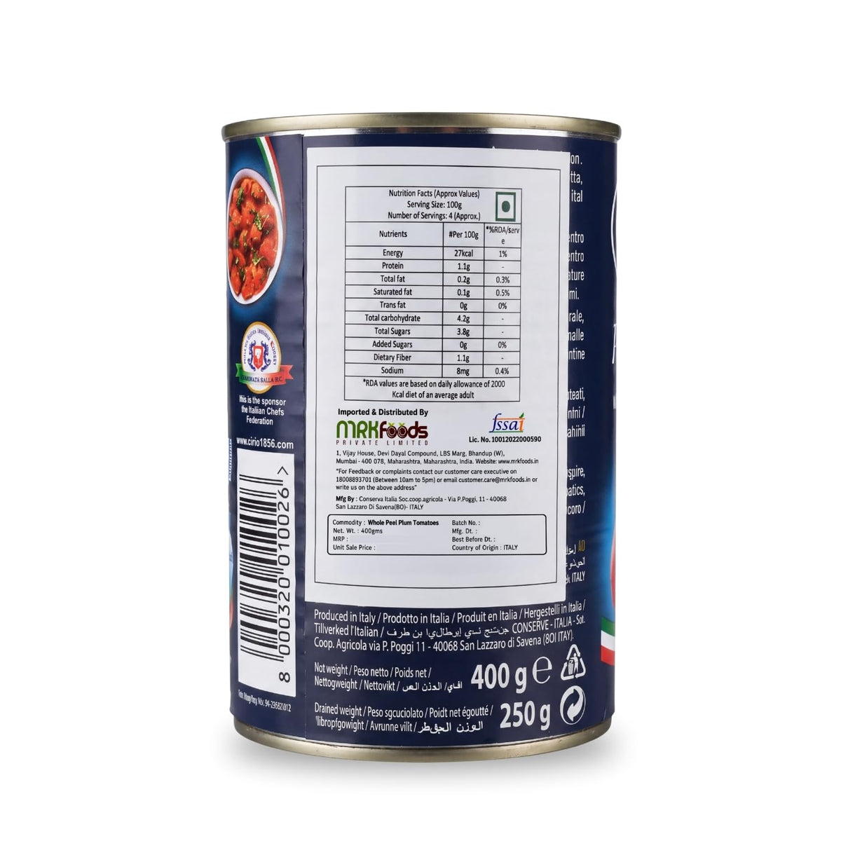 Cirio 400g Peeled Plum Tomatoes – Perfect for Sauces and Soups