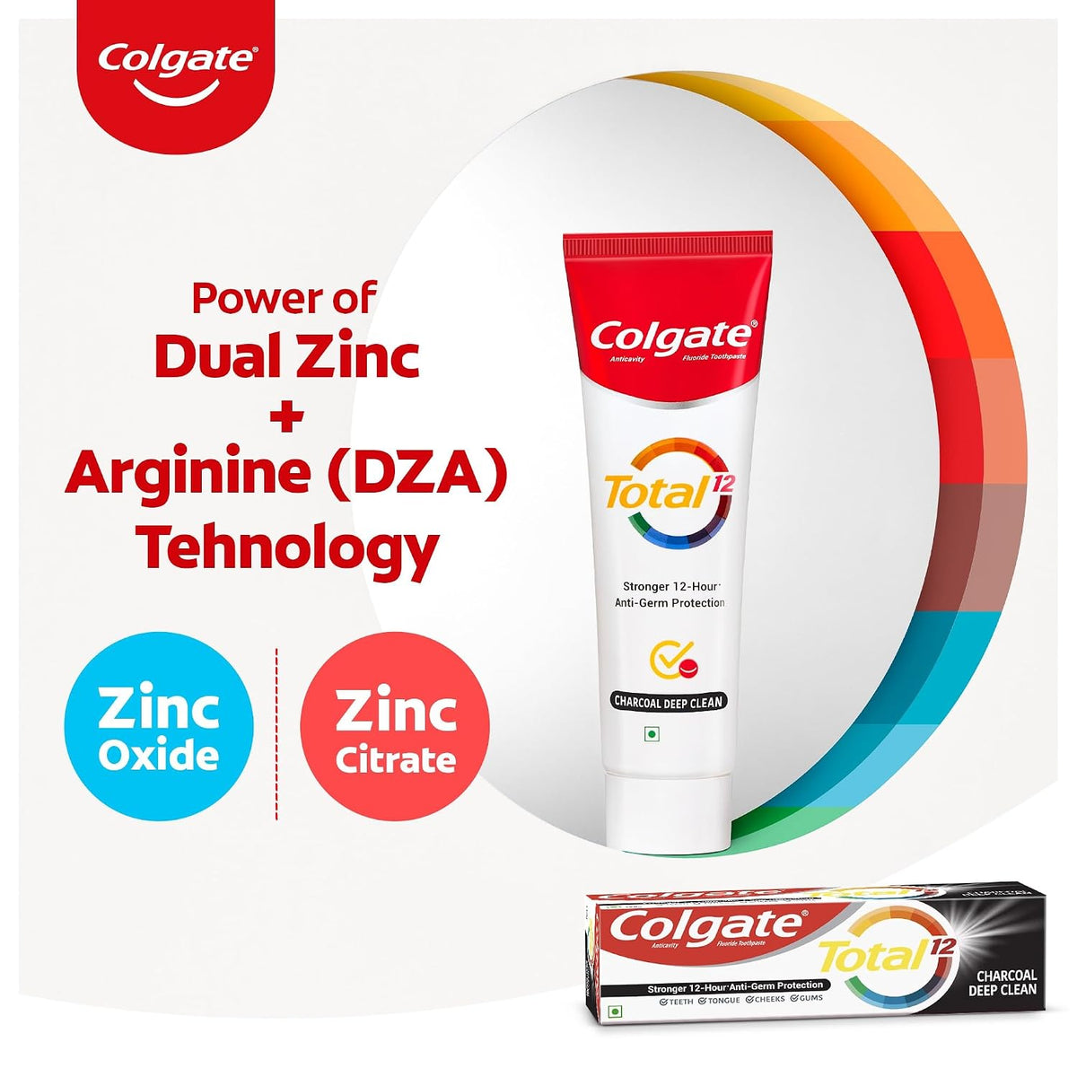 Colgate Total Whole Mouth Health, Antibacterial Toothpaste, 120gm (Charcoal Deep Clean) 120 g (Pack of 1)