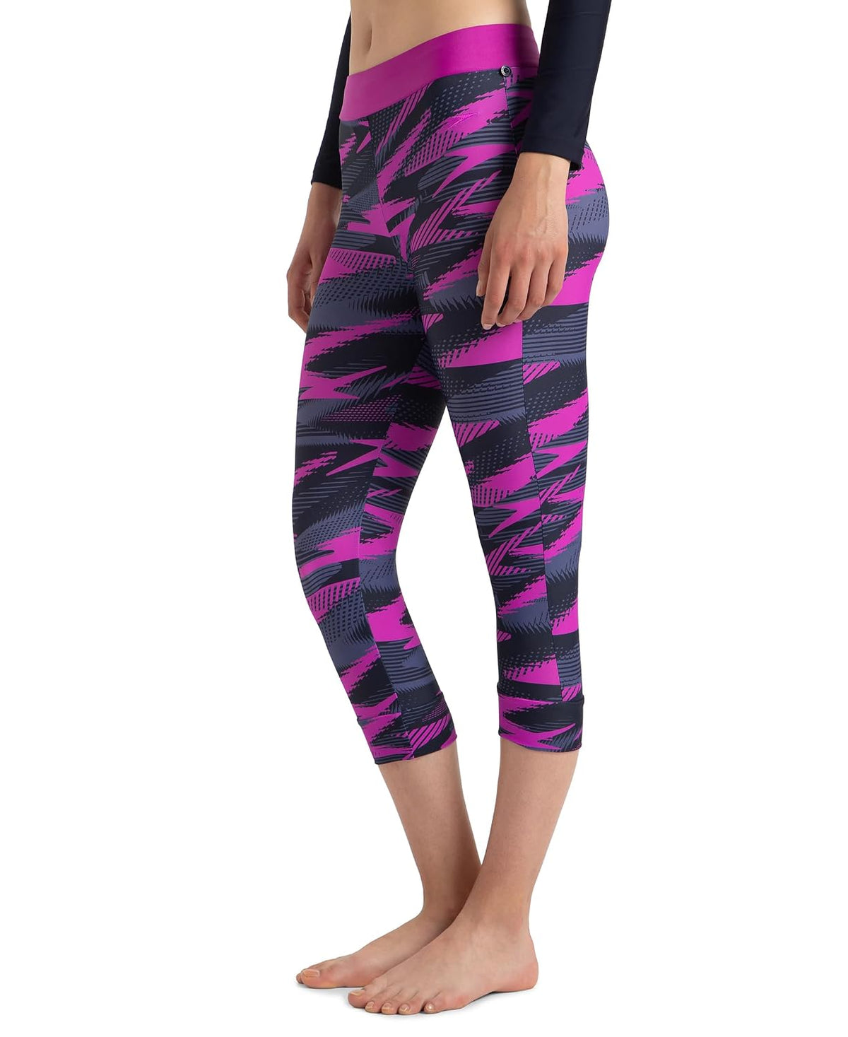 Speedo Women's Endurance 10 Boom Splice Printed Swim Capri L True Navy, Hapuna Blue & Diva