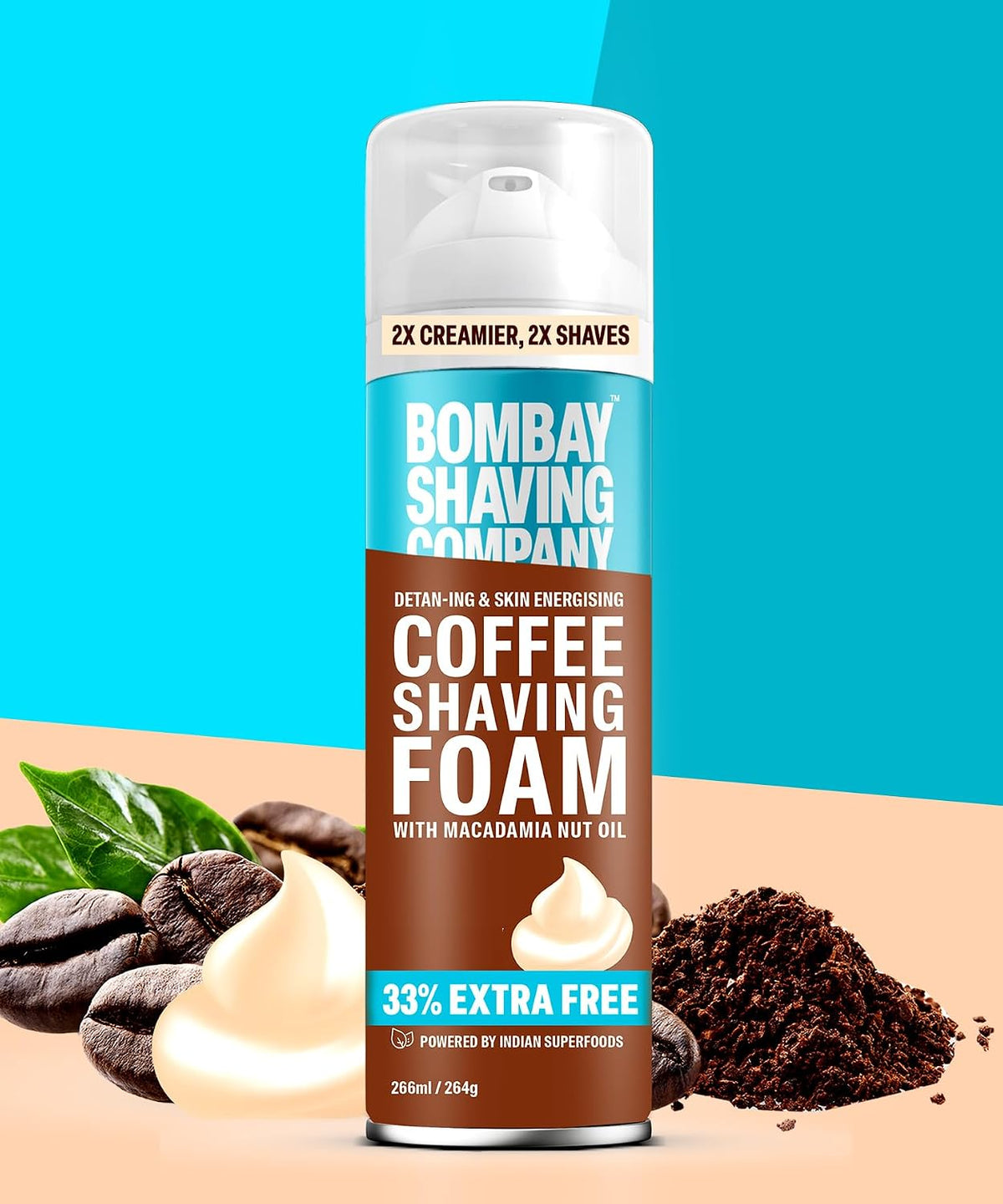 Bombay Shaving Company Coffee Shaving Foam,266 ml (33% Extra) with Coffee & Macadamia Seed Oil