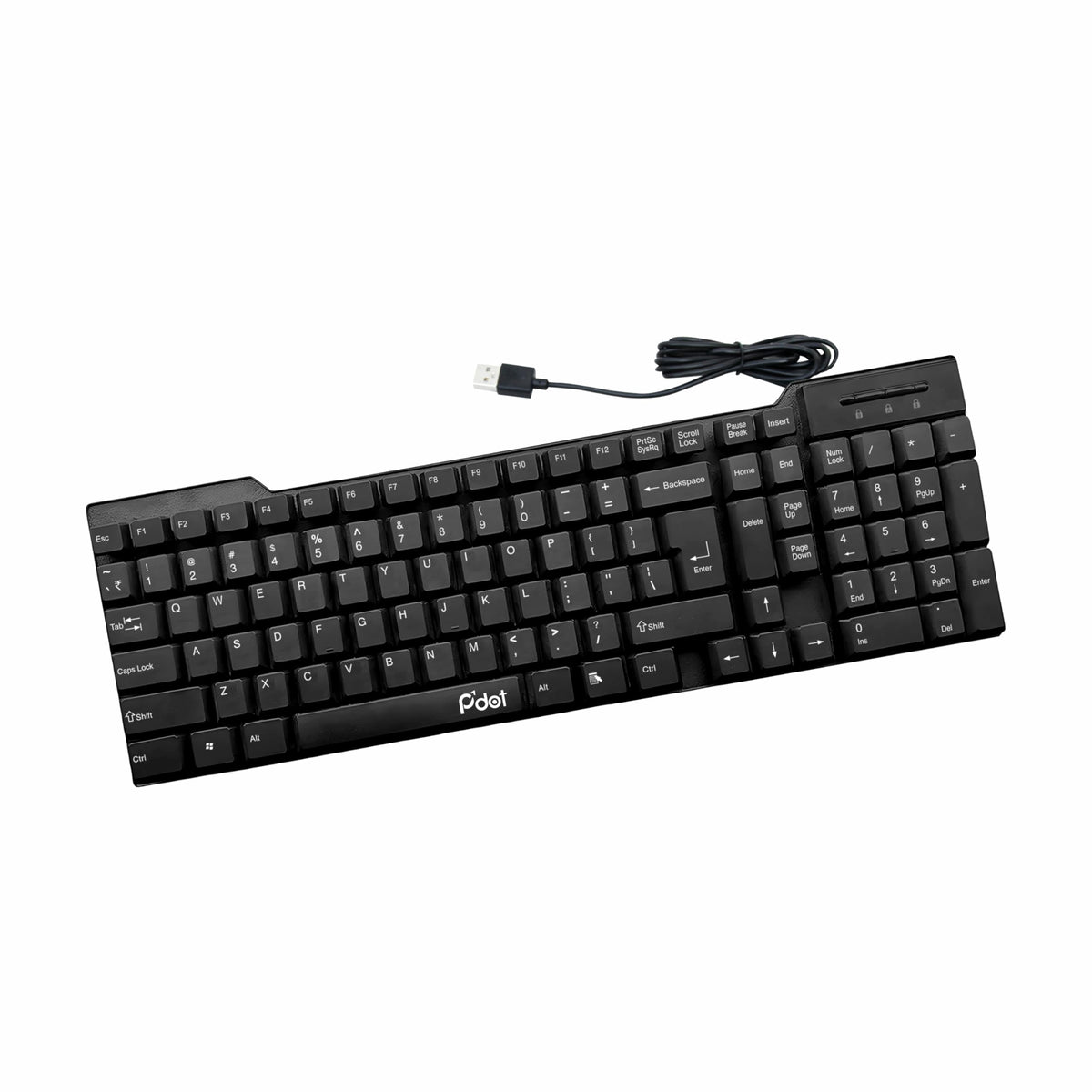 P-Dot USB Wired Keyboard Floated Key I Plug & Play Technology I 103-Keys I Rupees Key I 1.2m Wired I Spill Resistant Design I Compatible with Windows, iOS, Linu