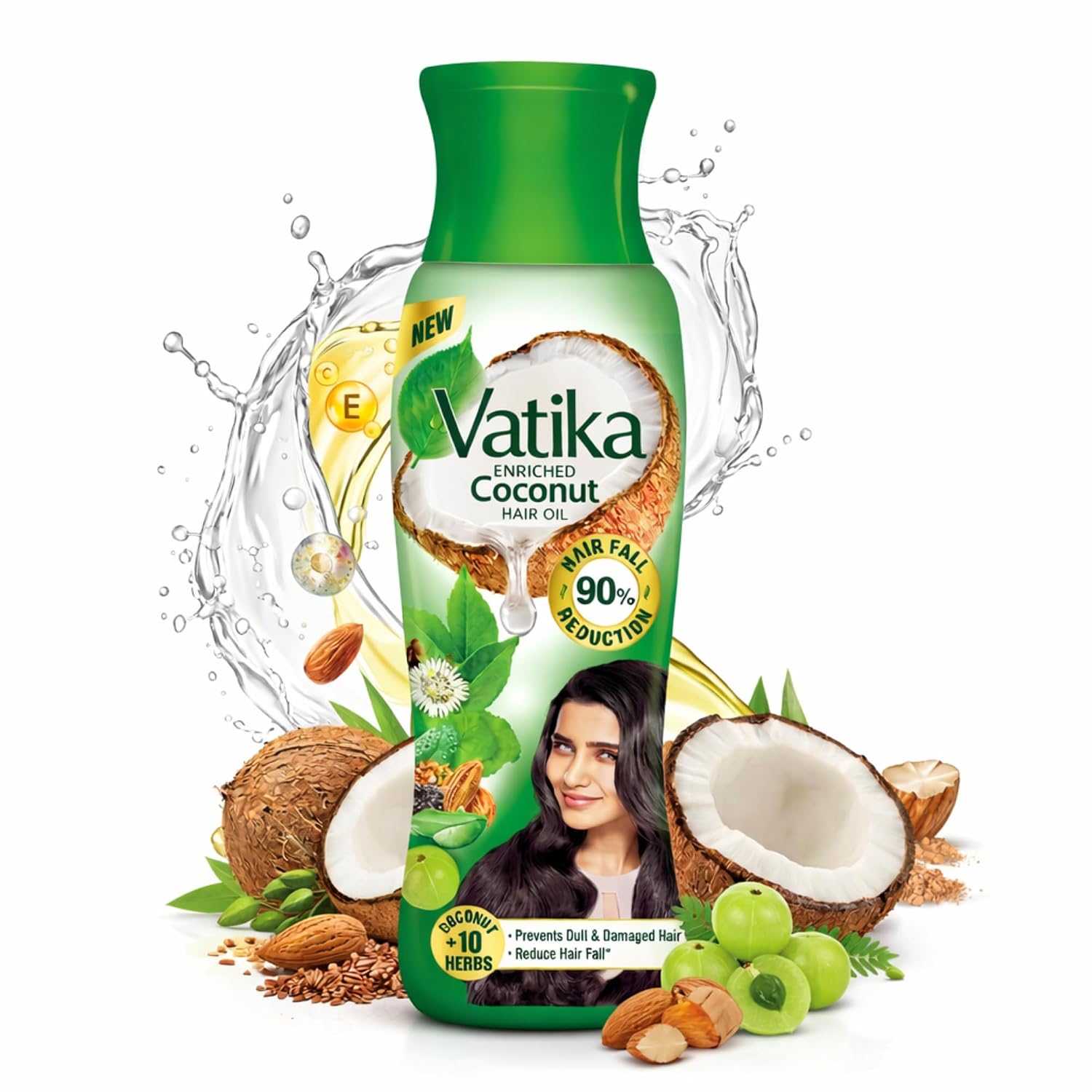 Dabur Vatika Enriched Coconut Hair Oil - 275 ml | For Strong, Thick & Shiny Hair | Controls Dandruff | Prevents Dull & Damage | Good for Scalp Health | Enriched with 10 Herbs
